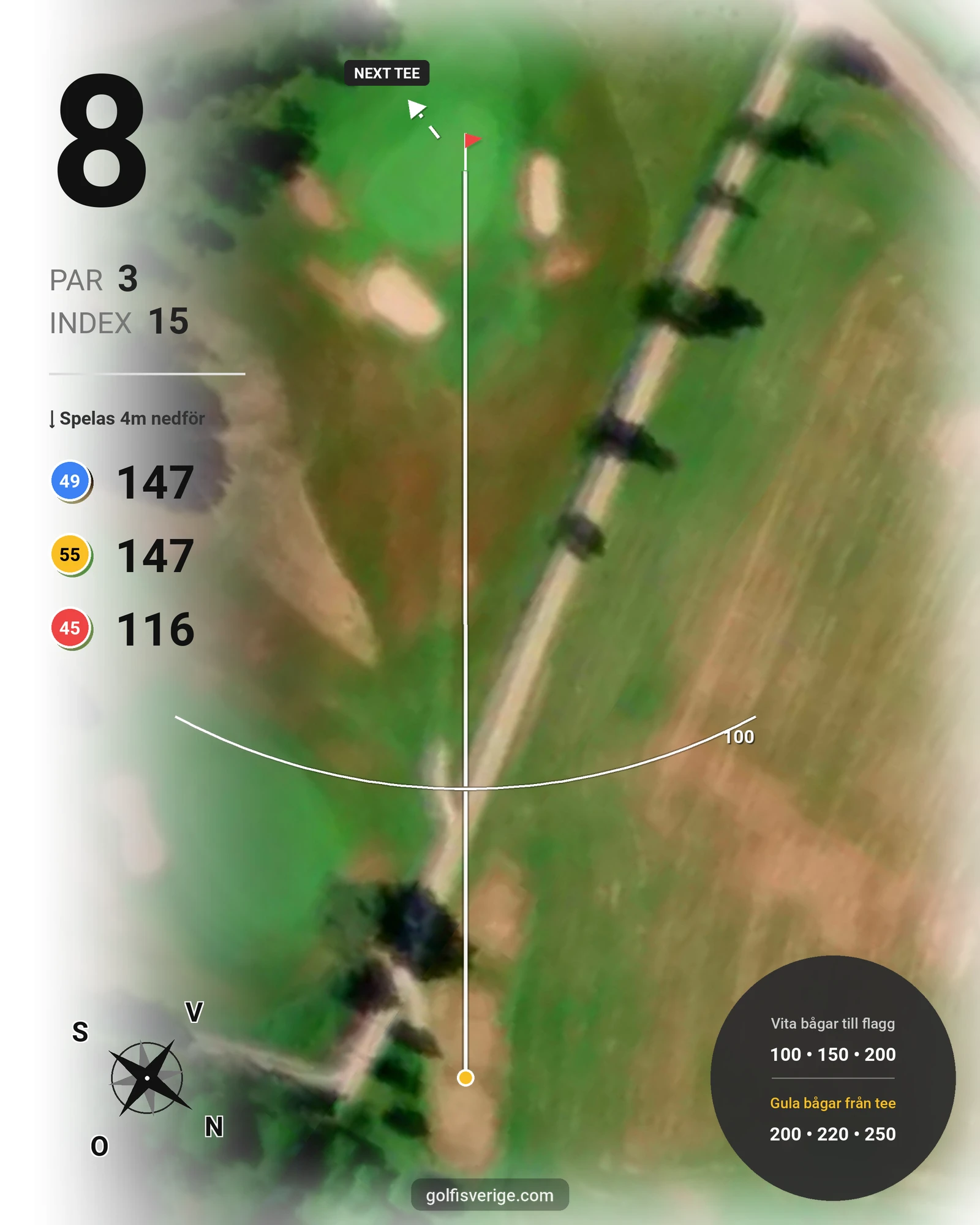 Banguide Leksands Golfbana på Leksands Golfklubb - Hål 8 karta