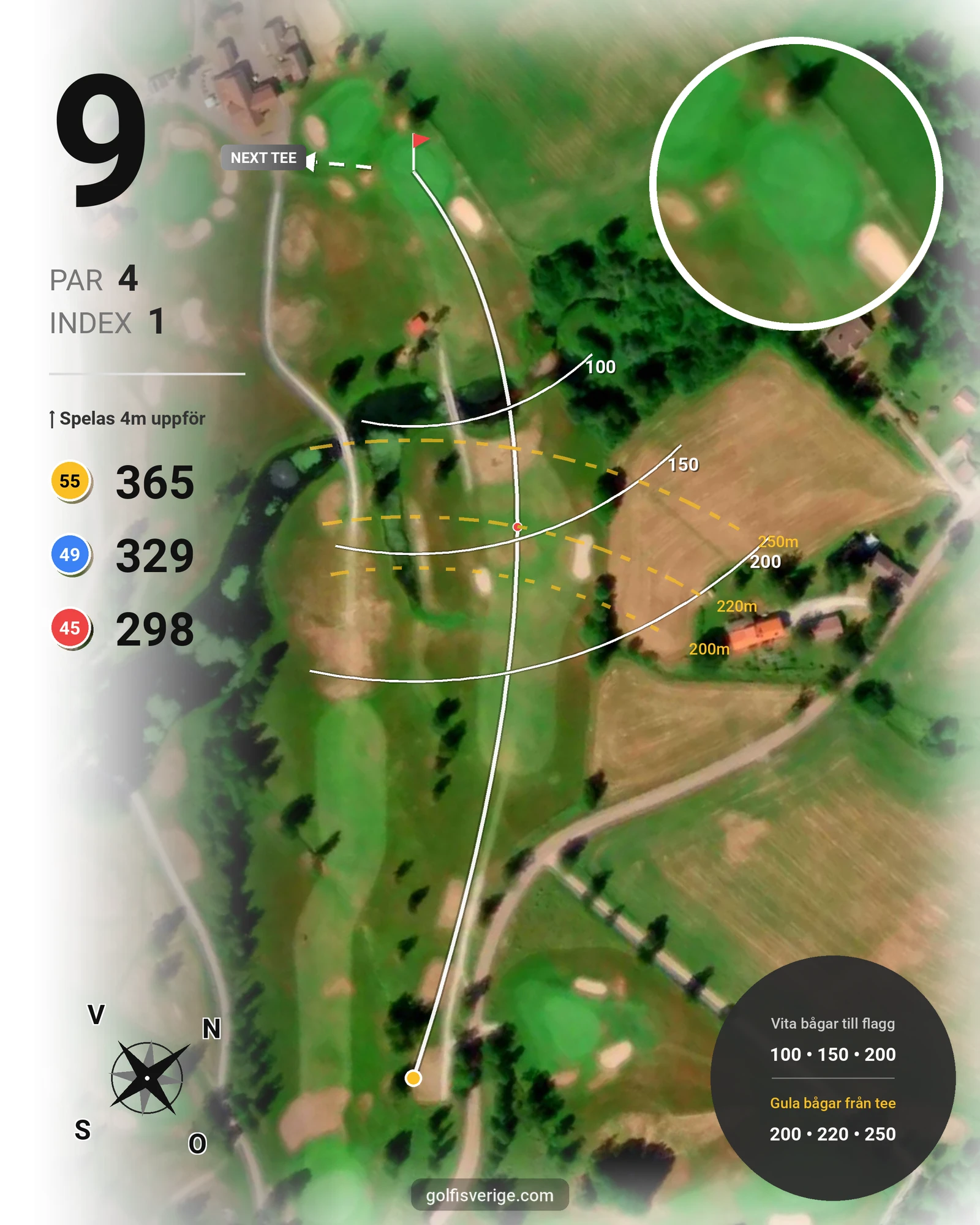Banguide Leksands Golfbana på Leksands Golfklubb - Hål 9 karta