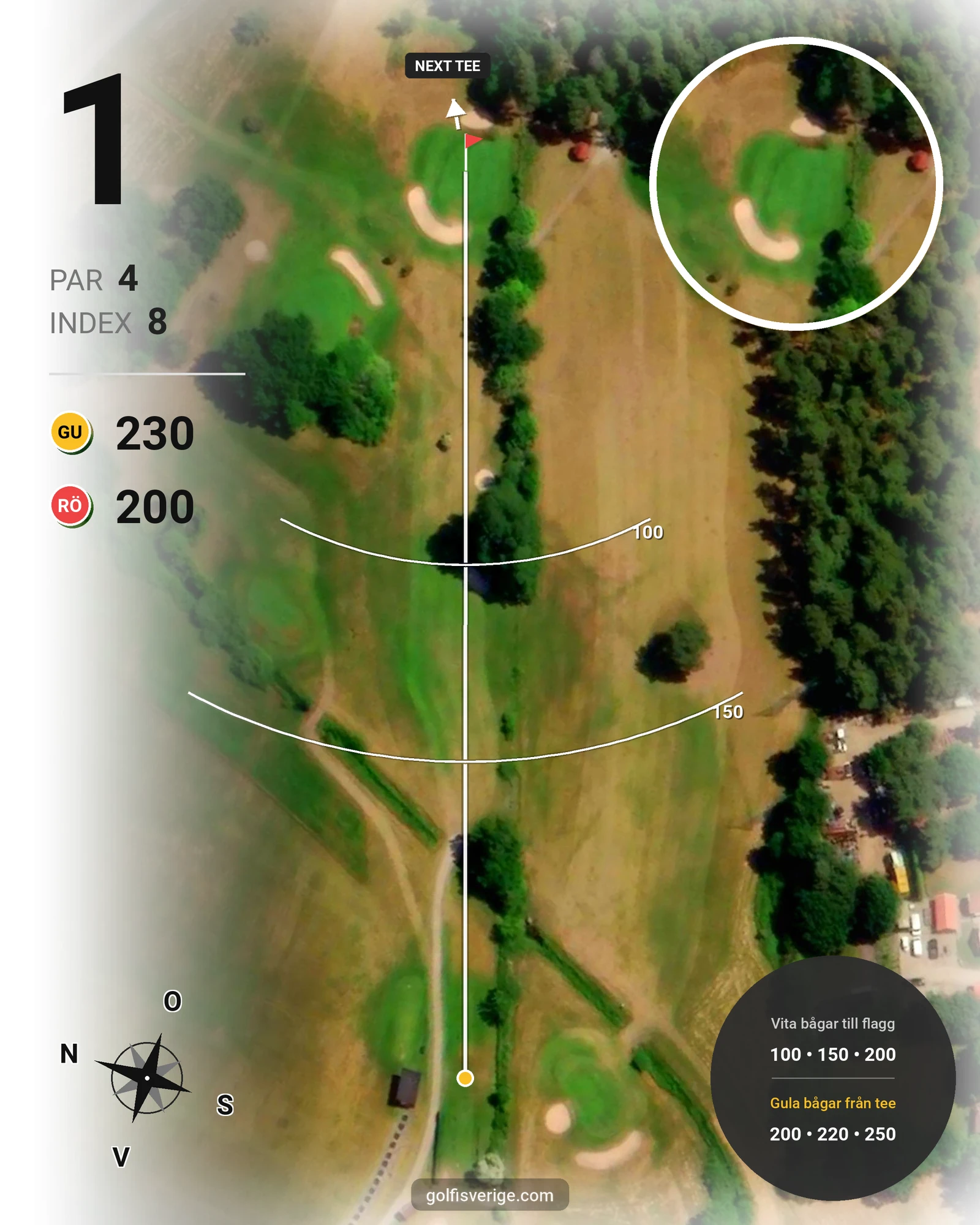 Banguide Leråkra Golfbana på Leråkra Golfklubb - Hål 1 karta
