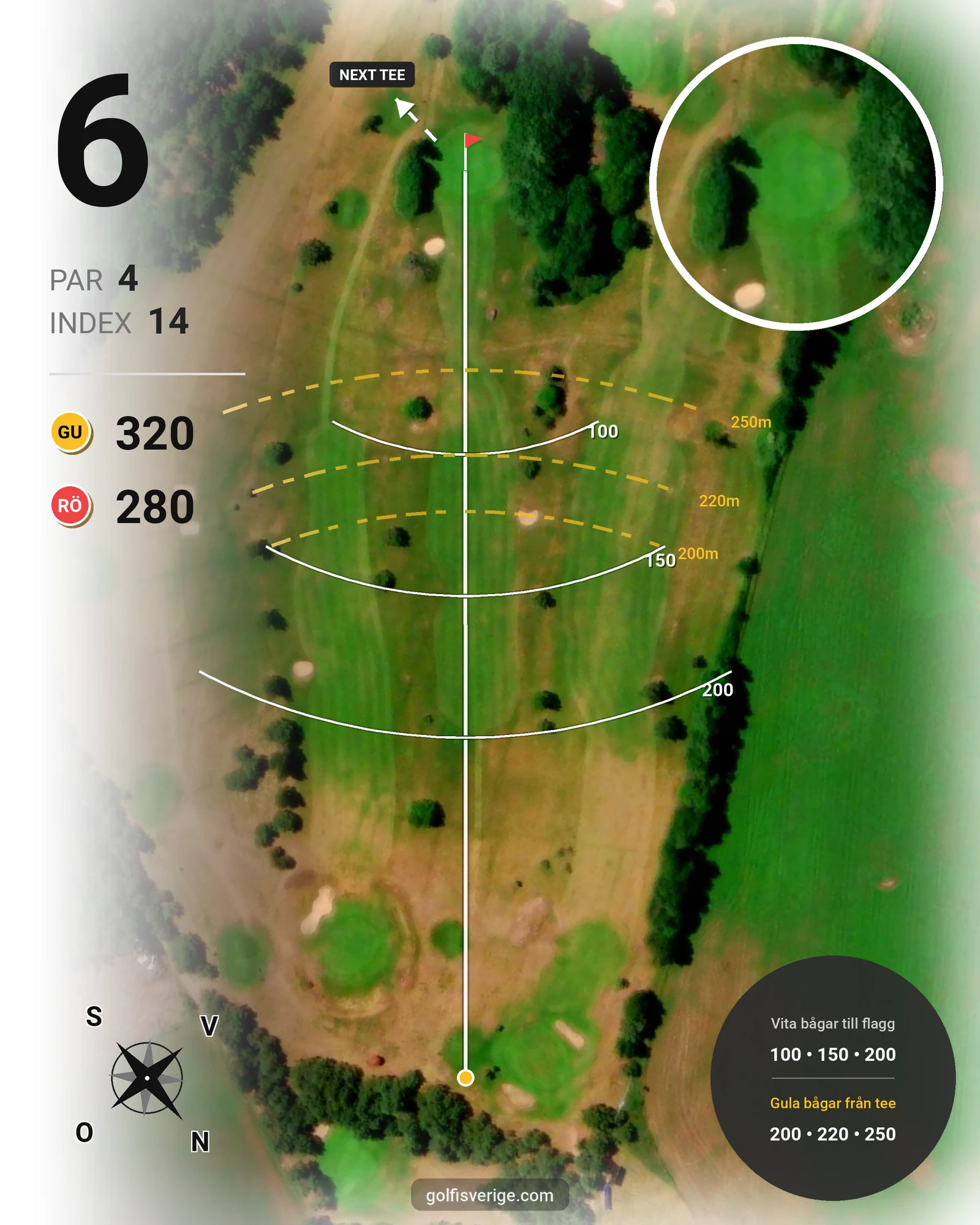 Banguide Leråkra Golfbana på Leråkra Golfklubb - Hål 6 karta