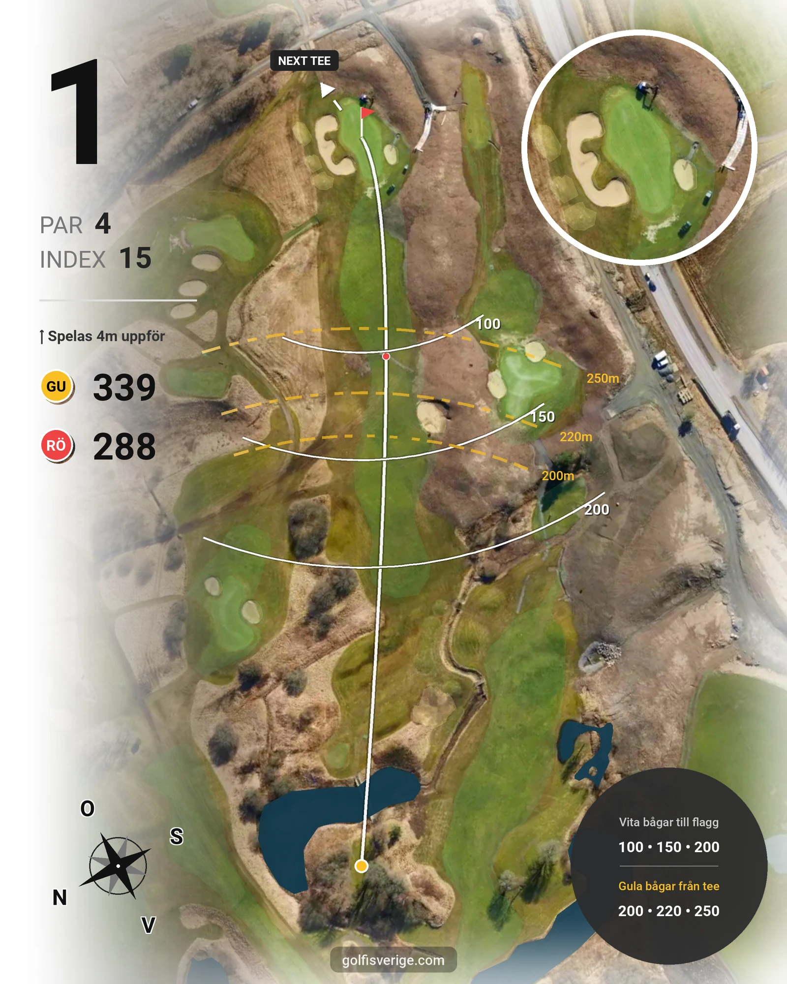 Banguide Västgötabanan på Lerjedalens Golfklubb - Hål 1 karta