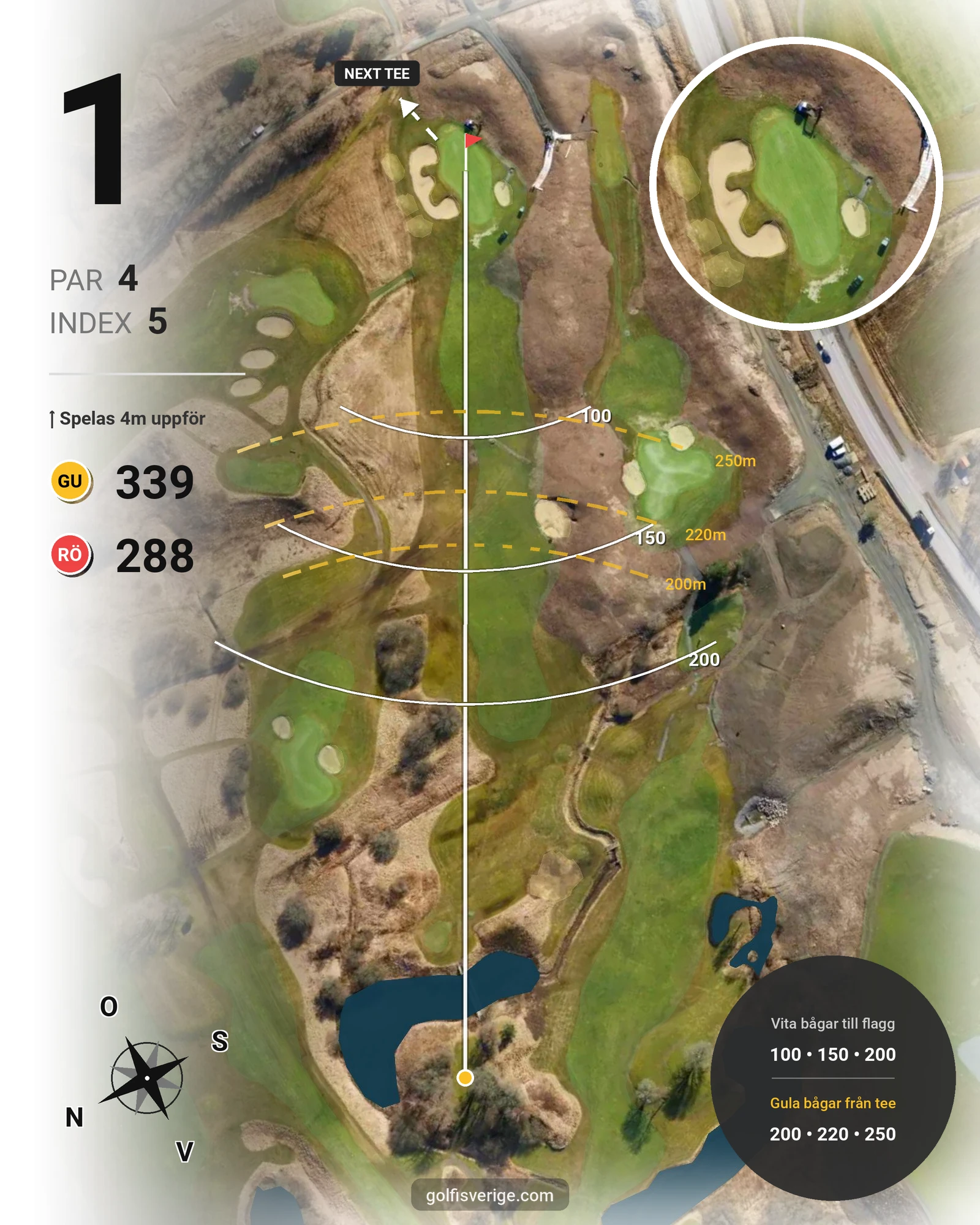 Banguide 9-hålsbanan på Lerjedalens Golfklubb - Hål 1 karta