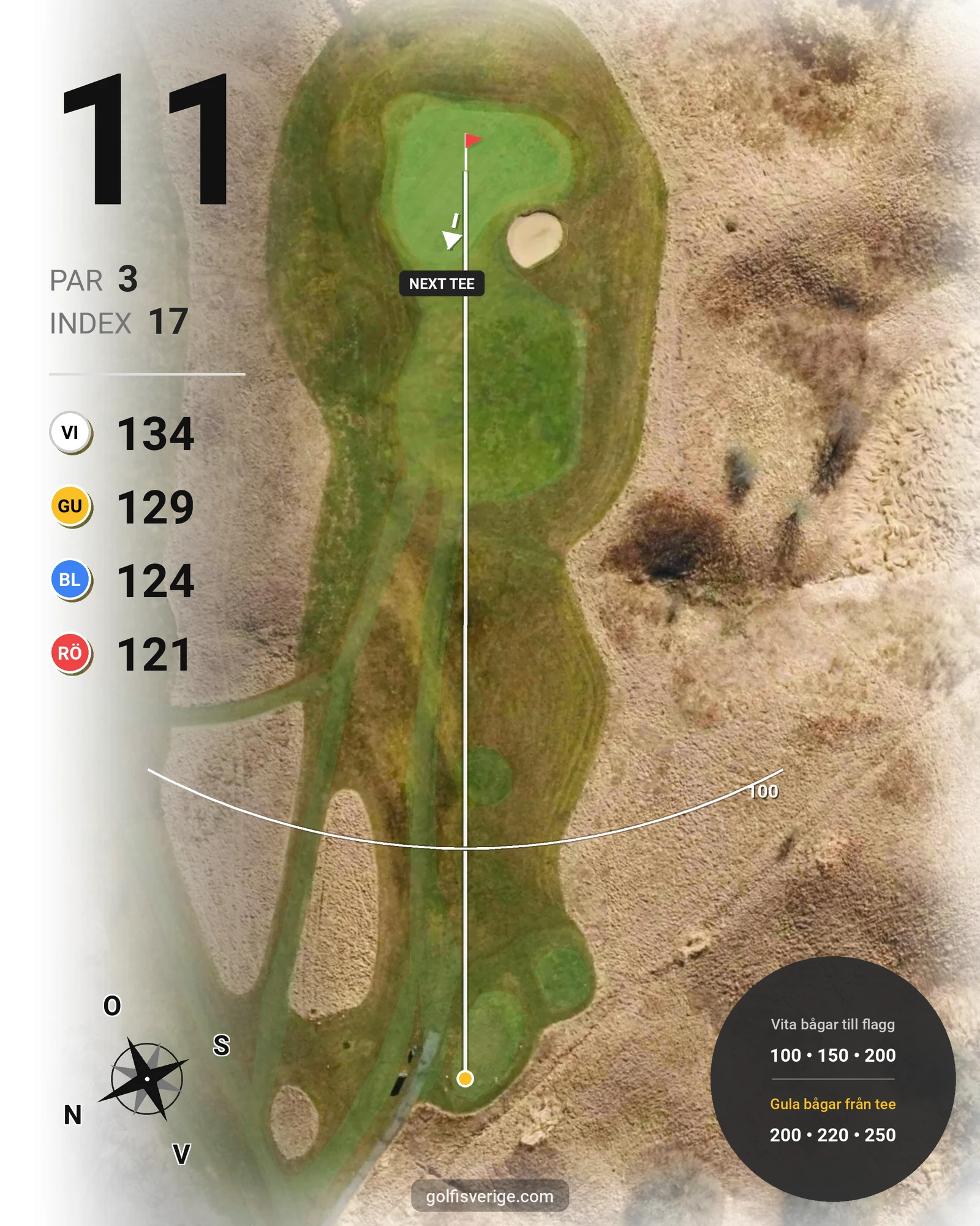 Banguide 18 Hålsbanan på Lerjedalens Golfklubb - Hål 11 karta