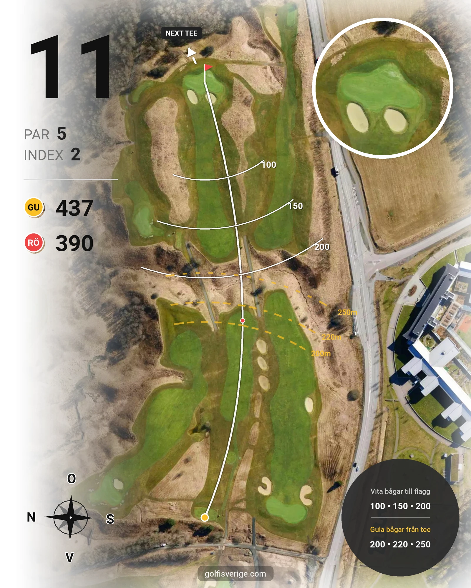 Banguide 9-hålsbanan på Lerjedalens Golfklubb - Hål 11 karta