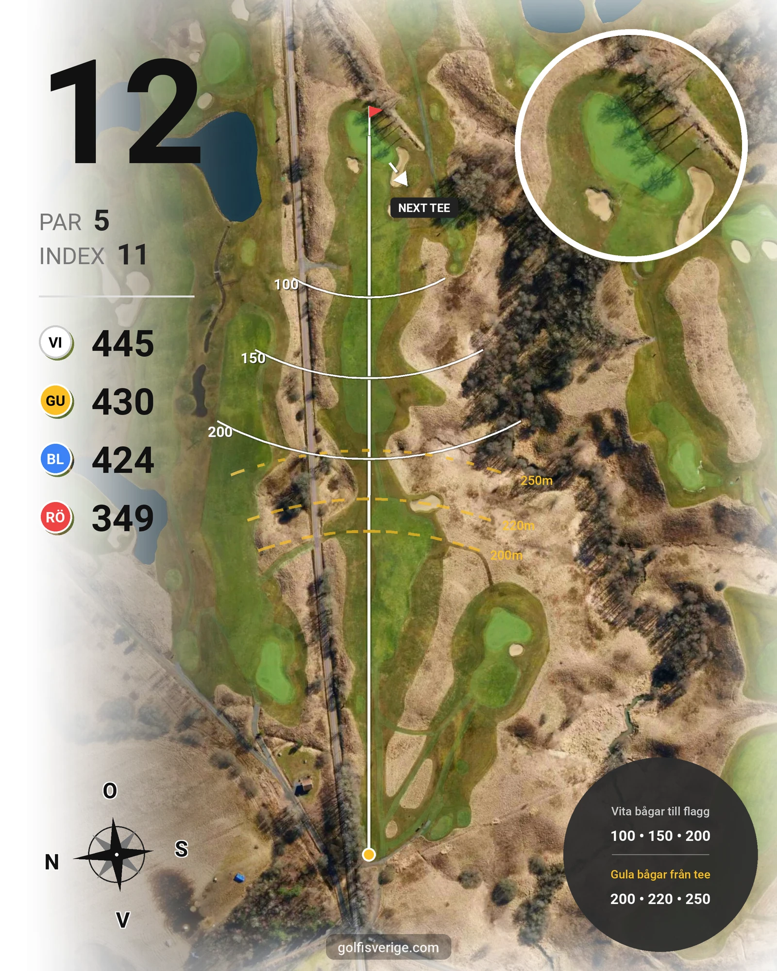 Banguide 18 Hålsbanan på Lerjedalens Golfklubb - Hål 12 karta
