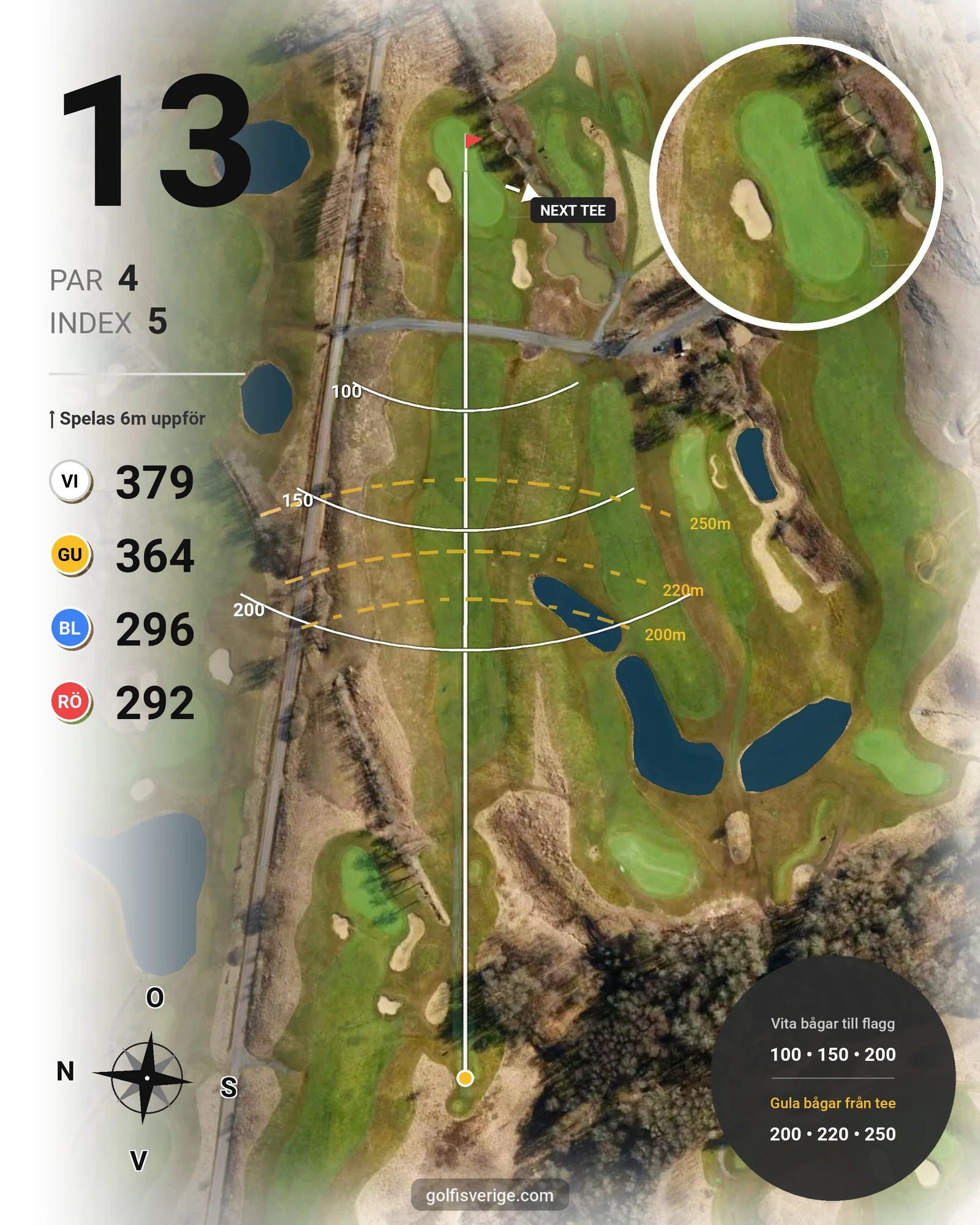 Banguide 18 Hålsbanan på Lerjedalens Golfklubb - Hål 13 karta