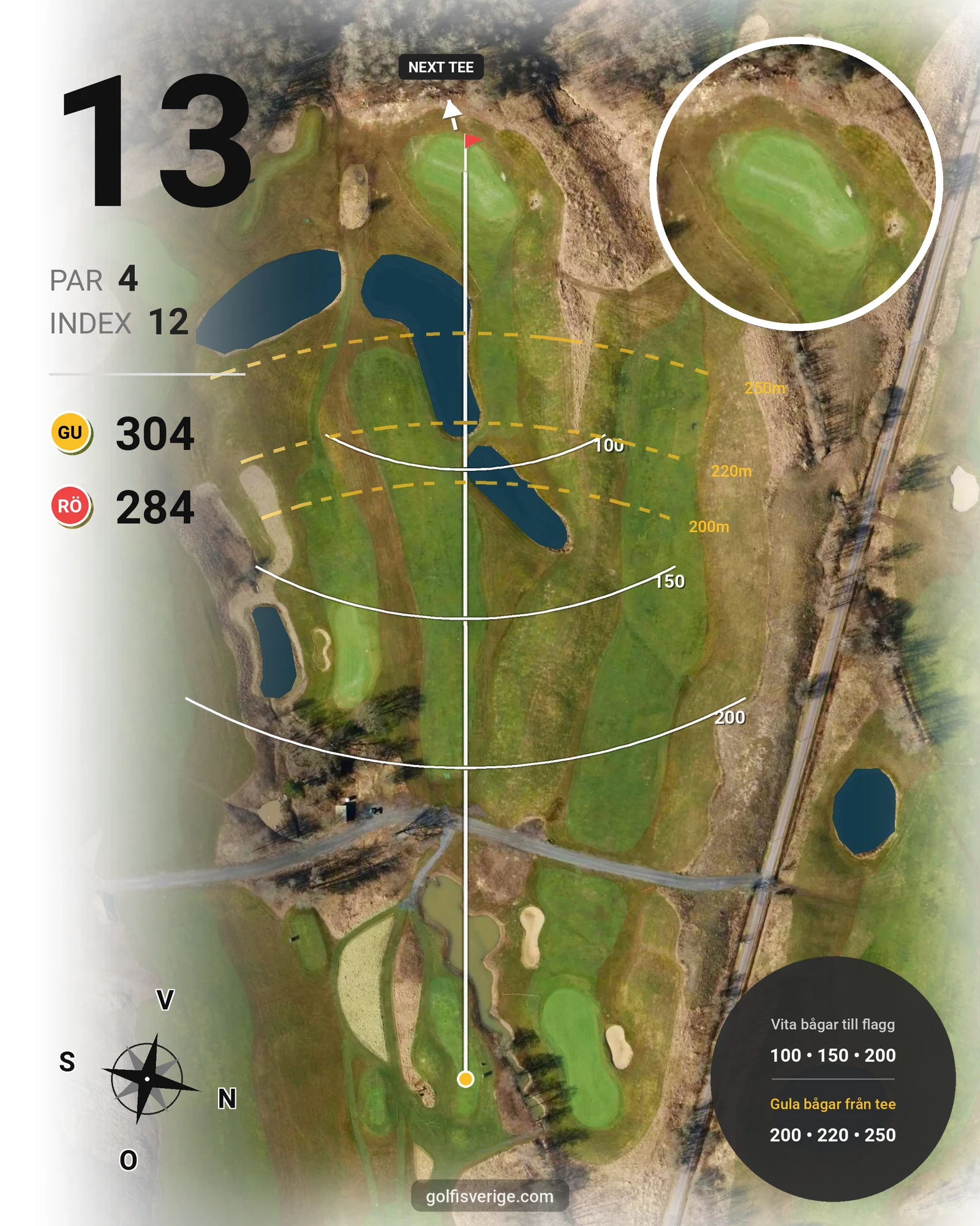 Banguide 9-hålsbanan på Lerjedalens Golfklubb - Hål 13 karta