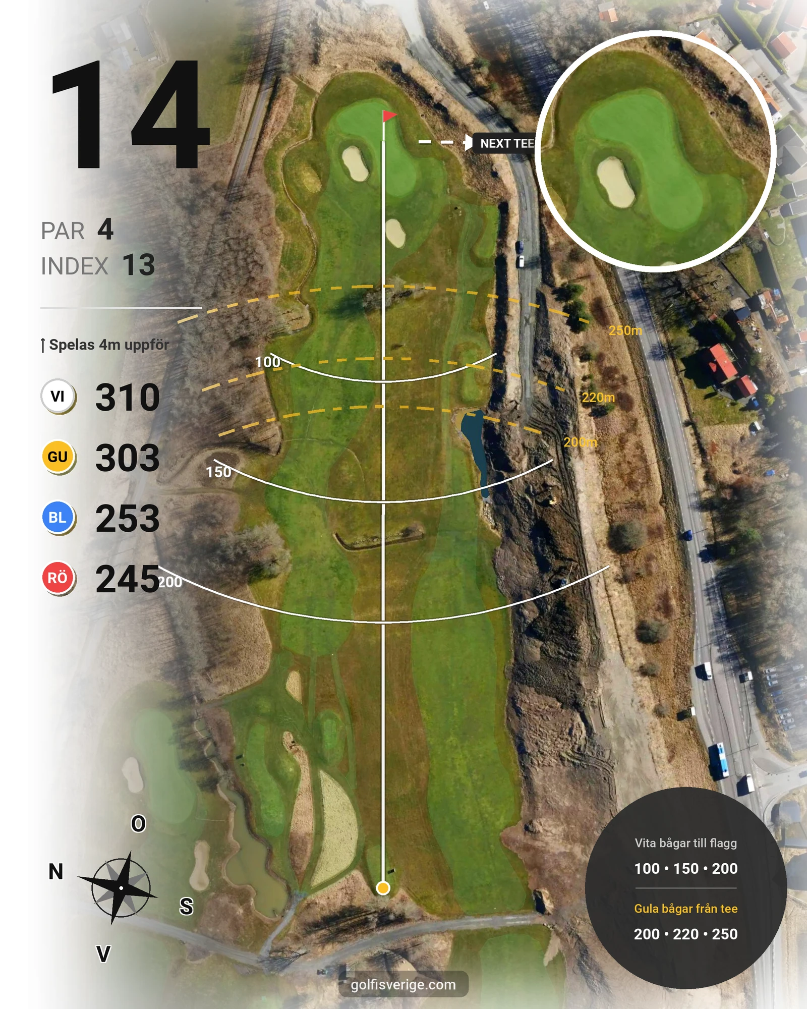 Banguide 18 Hålsbanan på Lerjedalens Golfklubb - Hål 14 karta