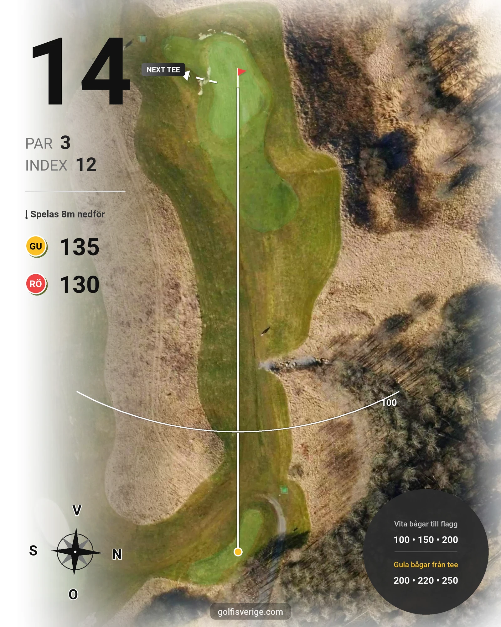 Banguide Västgötabanan på Lerjedalens Golfklubb - Hål 14 karta