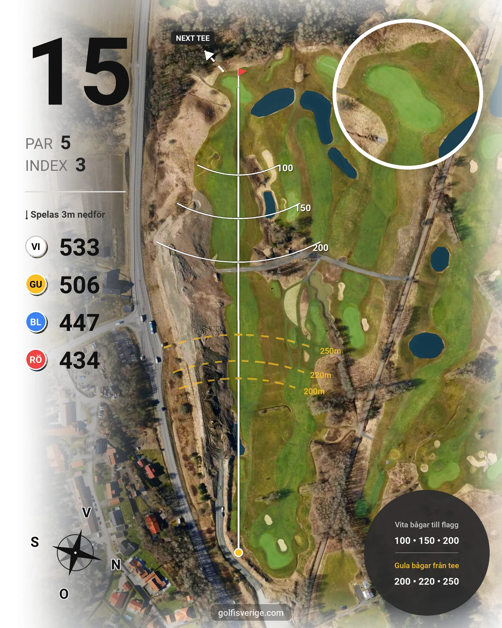 Banguide 18 Hålsbanan på Lerjedalens Golfklubb - Hål 15 karta
