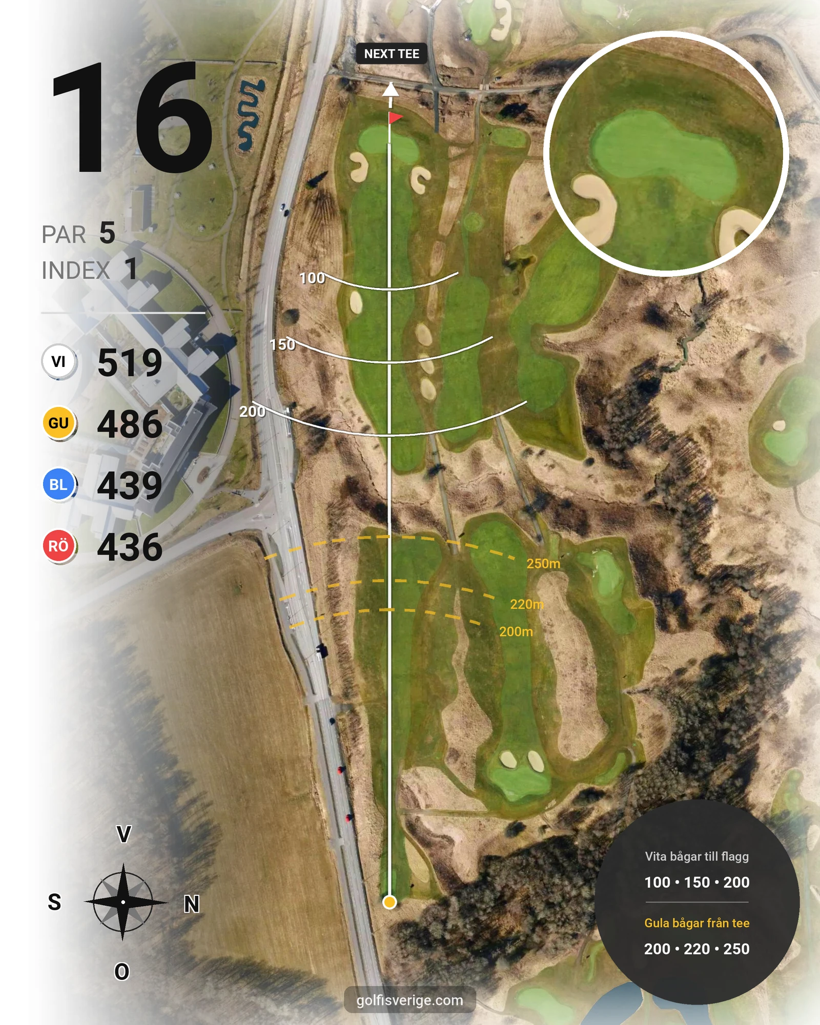 Banguide 18 Hålsbanan på Lerjedalens Golfklubb - Hål 16 karta