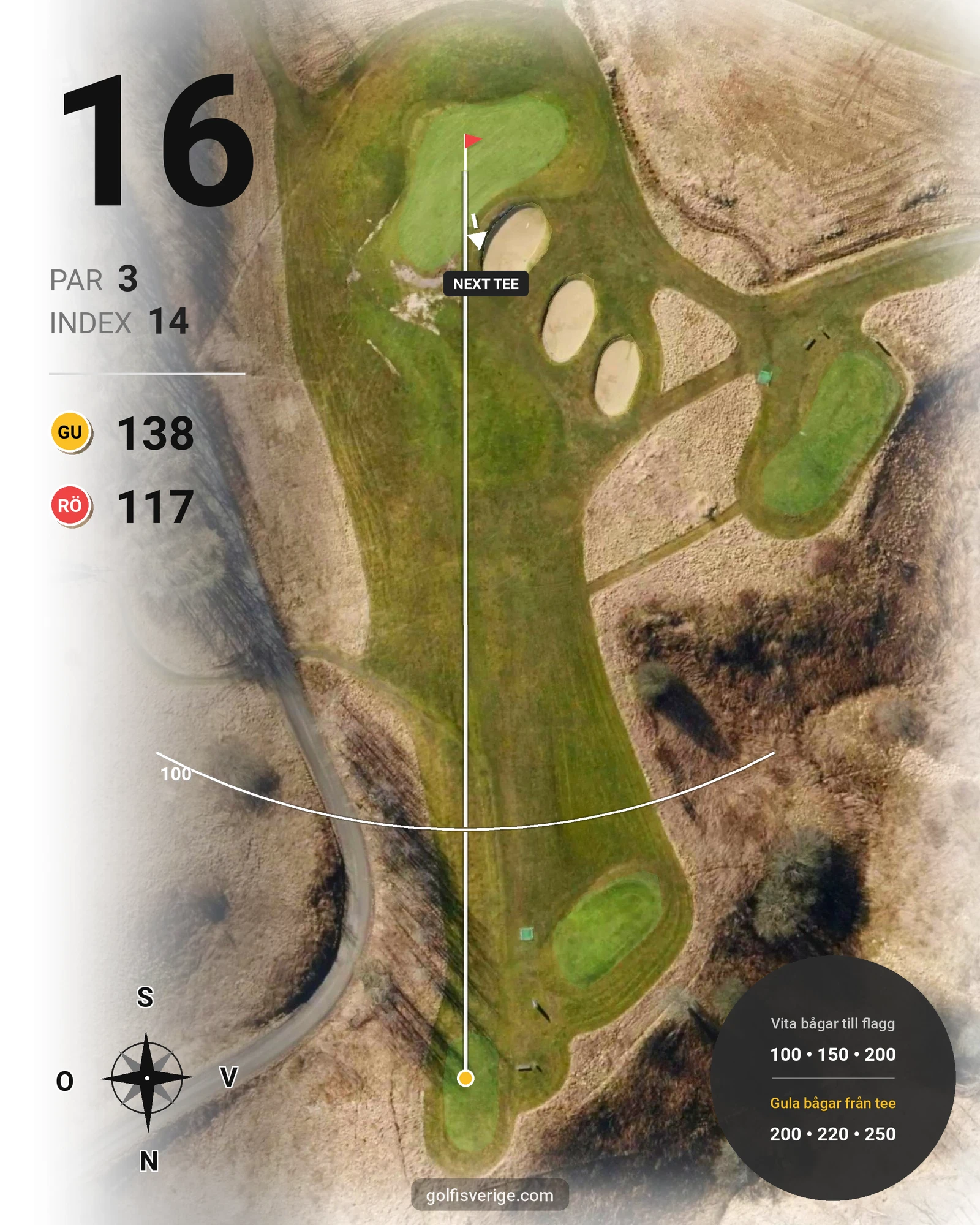 Banguide Västgötabanan på Lerjedalens Golfklubb - Hål 16 karta