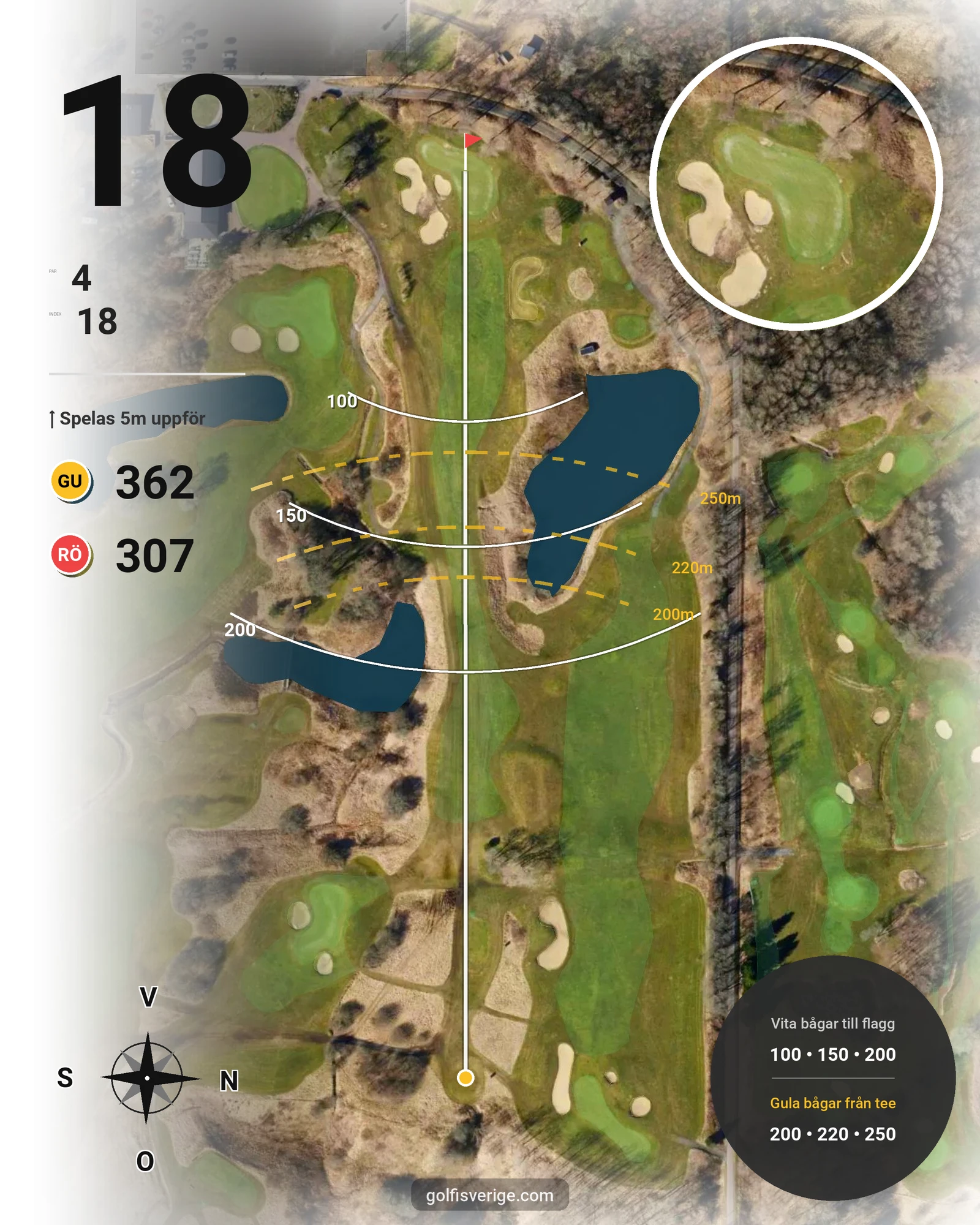 Banguide Västgötabanan på Lerjedalens Golfklubb - Hål 18 karta