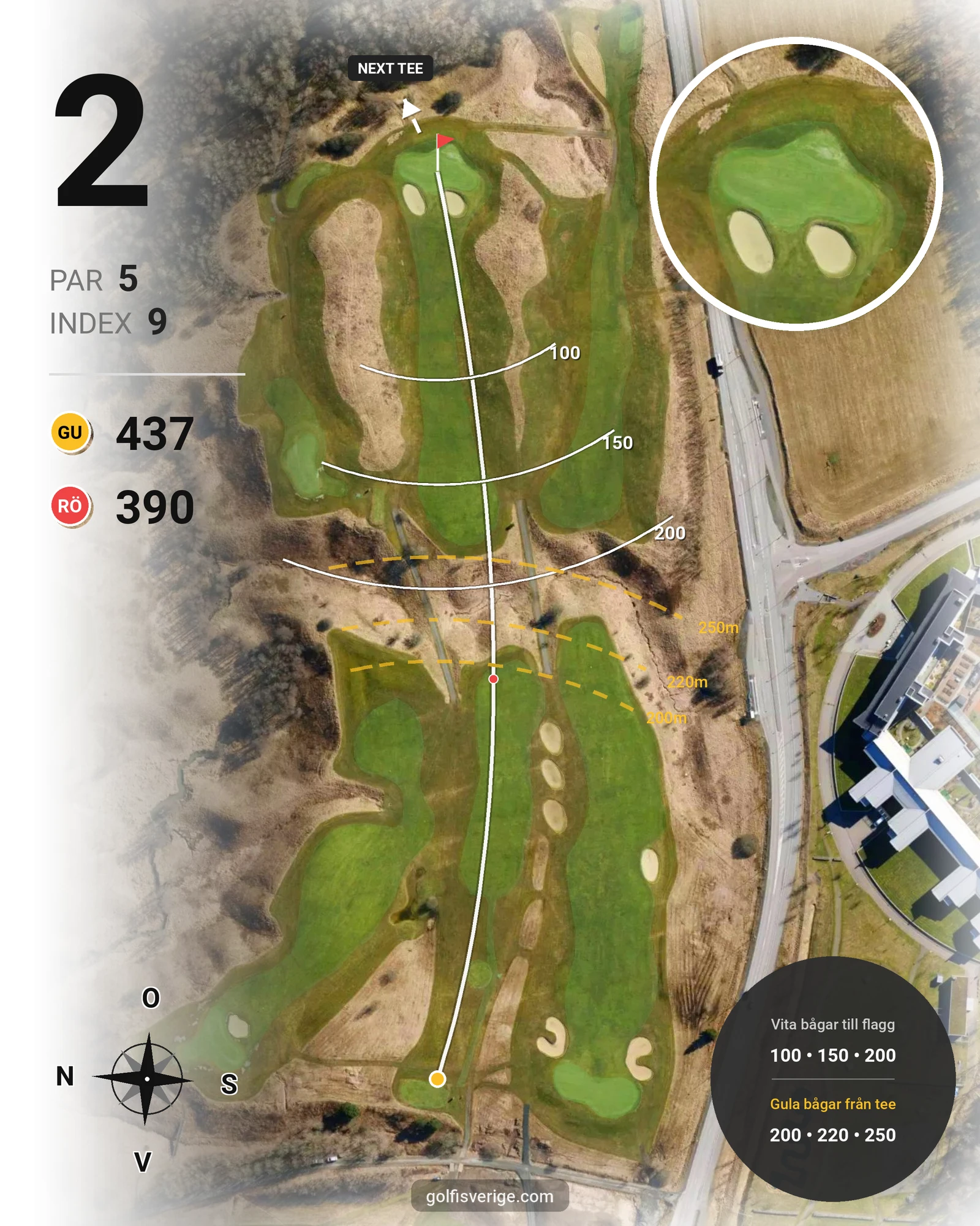 Banguide Västgötabanan på Lerjedalens Golfklubb - Hål 2 karta