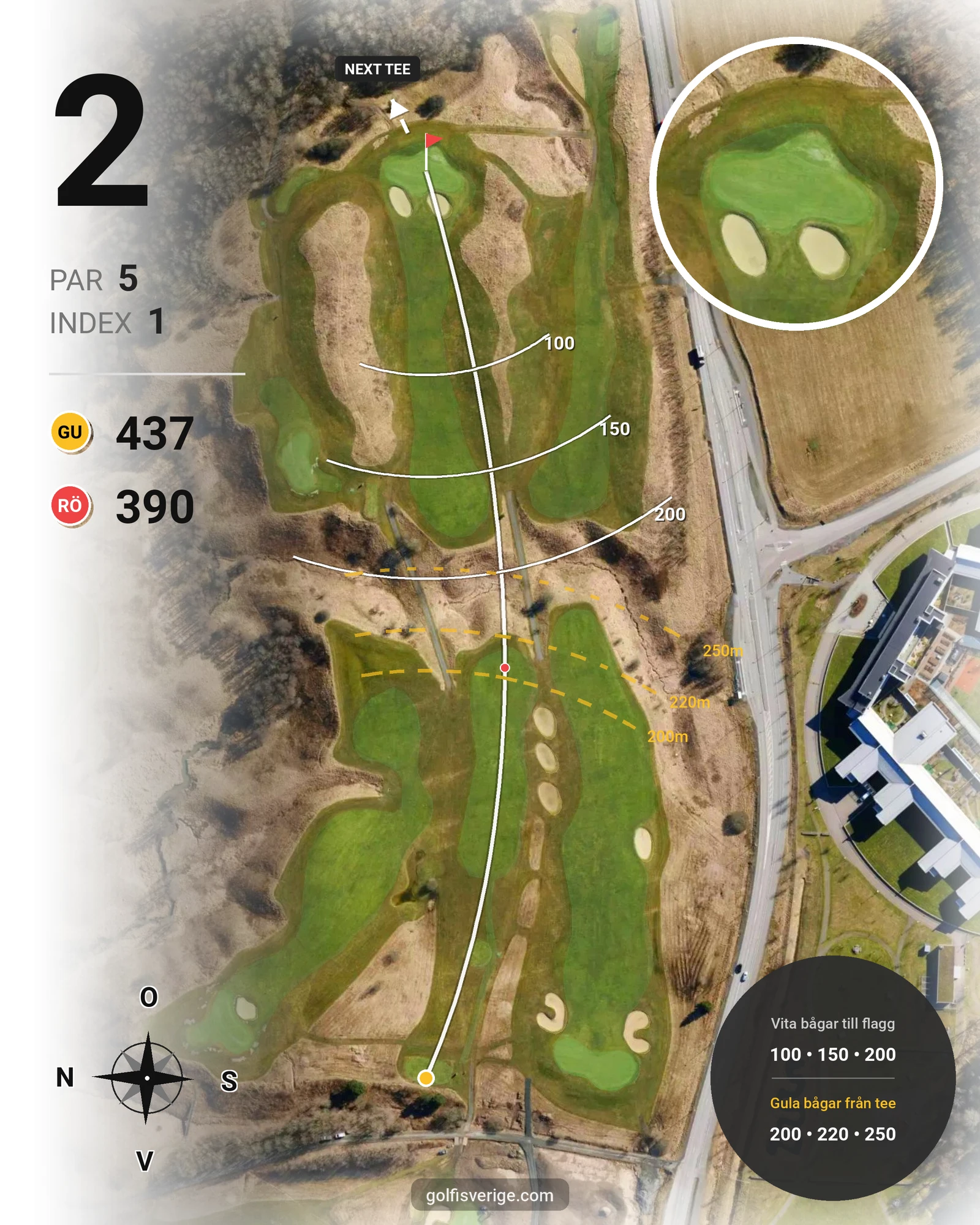 Banguide 9-hålsbanan på Lerjedalens Golfklubb - Hål 2 karta