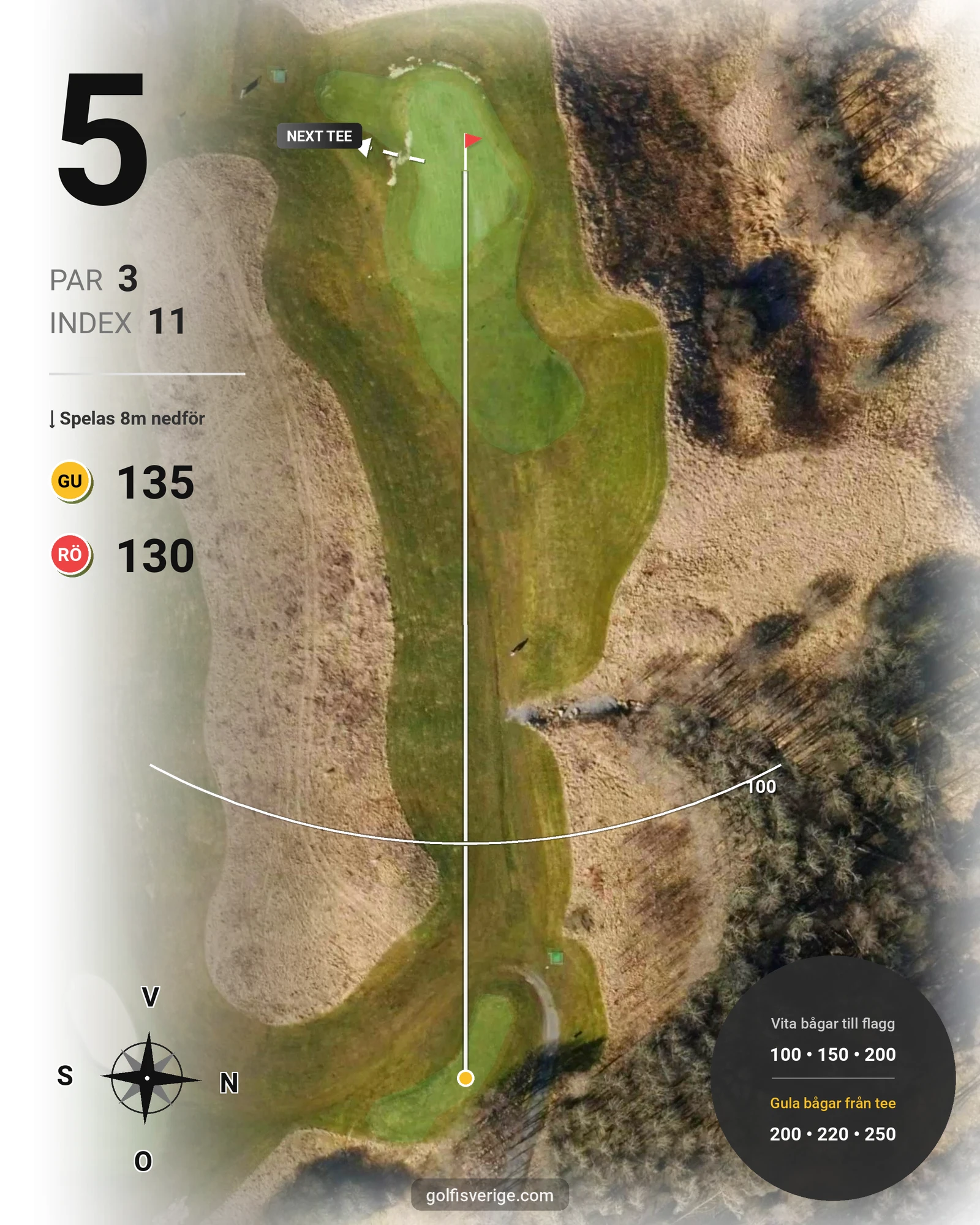 Banguide Västgötabanan på Lerjedalens Golfklubb - Hål 5 karta