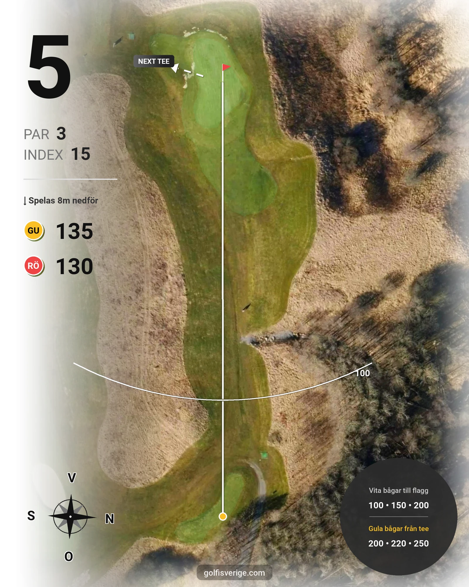 Banguide 9-hålsbanan på Lerjedalens Golfklubb - Hål 5 karta