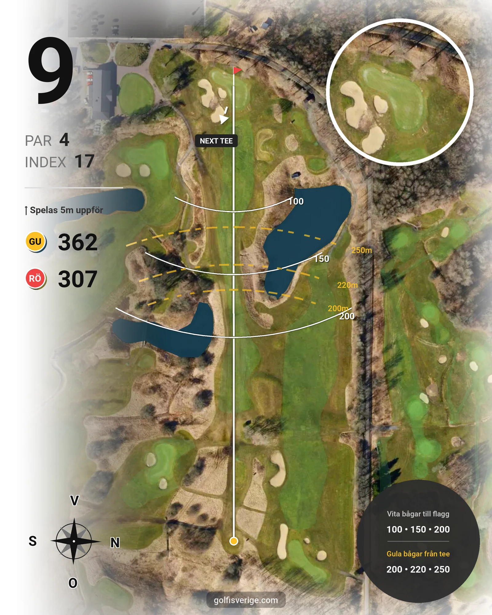 Banguide Västgötabanan på Lerjedalens Golfklubb - Hål 9 karta