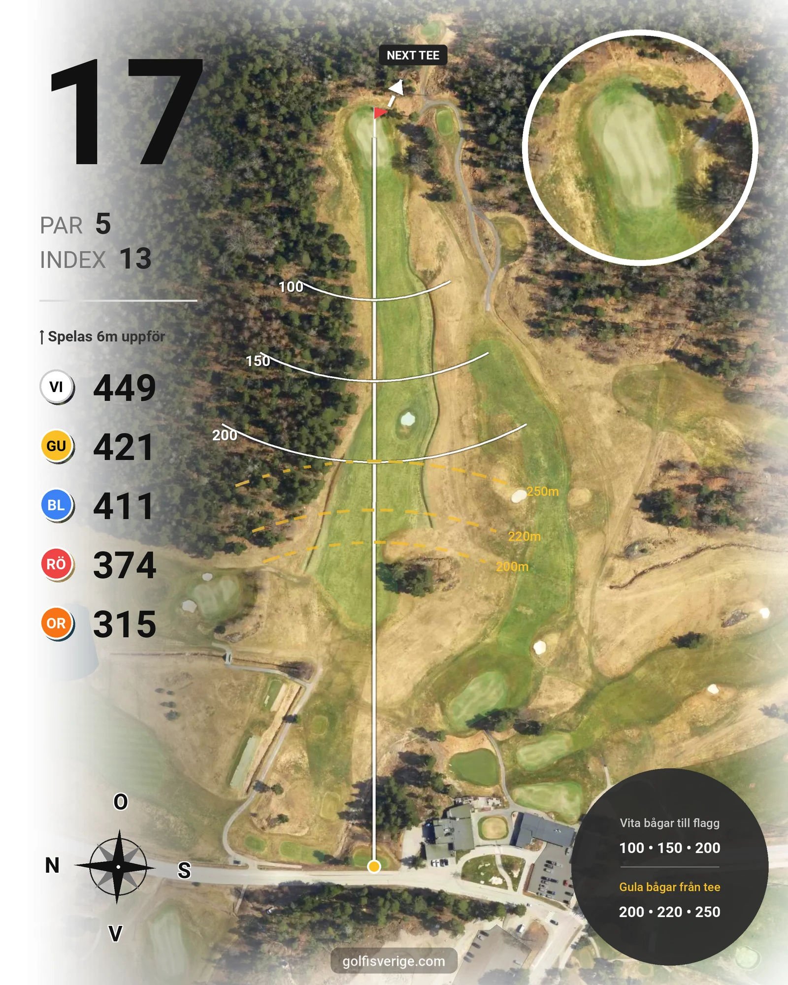 Banguide 18 Hålsbanan 2026 på Lidingö Golfklubb - Hål 17 karta