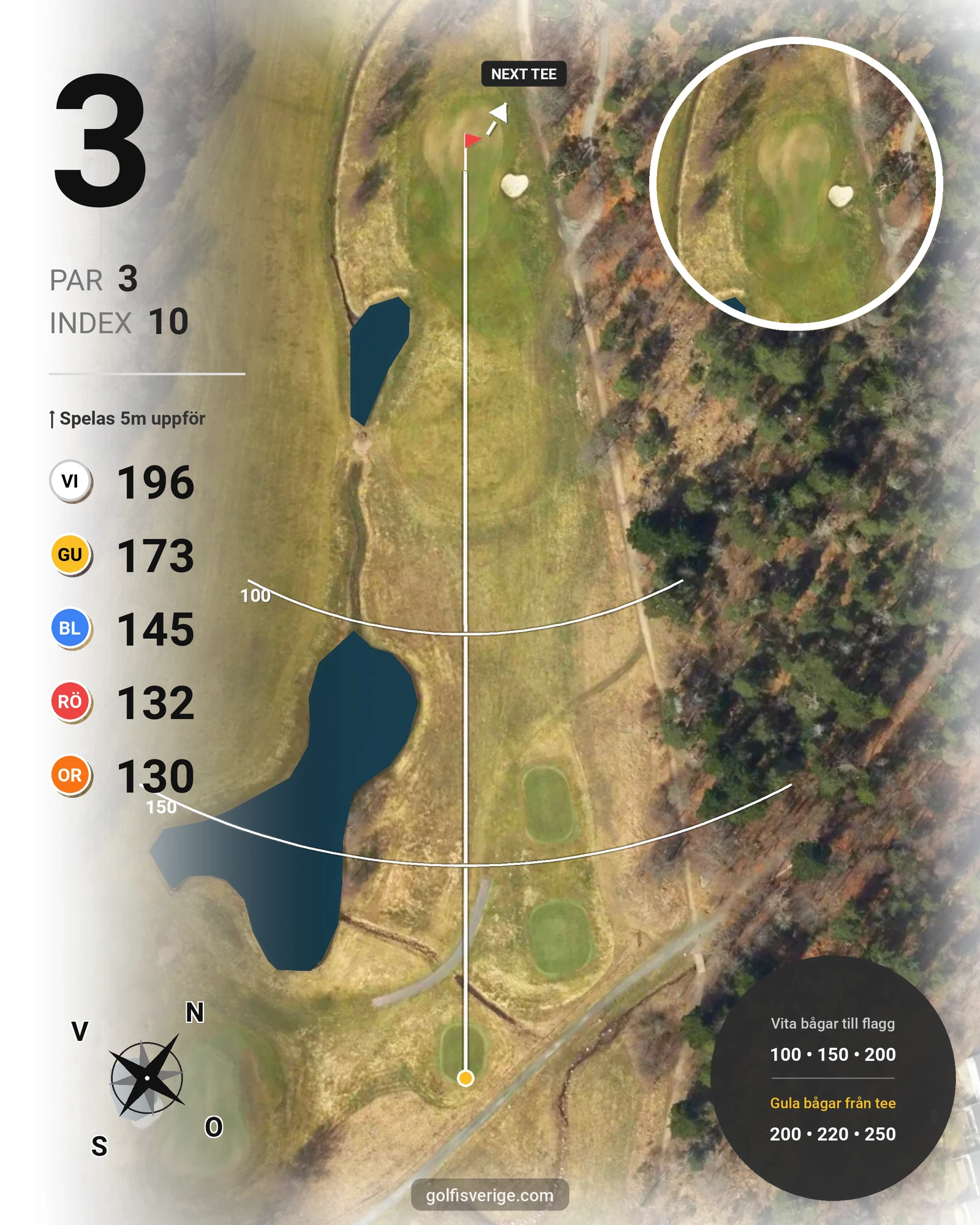 Banguide 18 Hålsbanan 2026 på Lidingö Golfklubb - Hål 3 karta