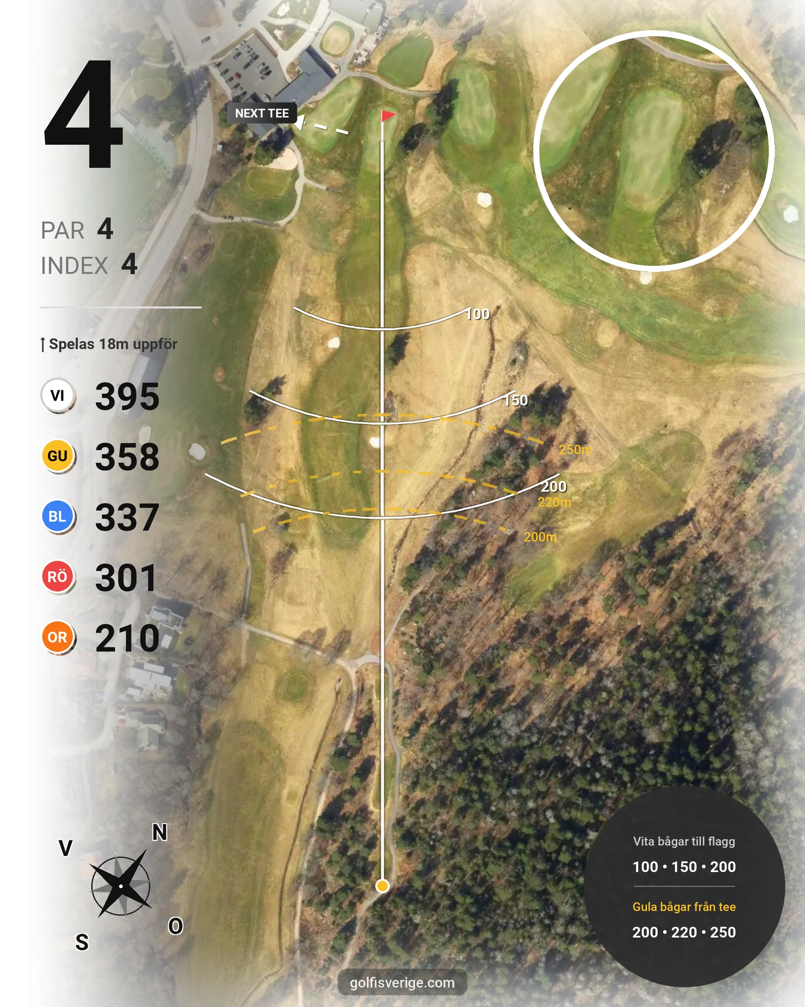 Banguide 18 Hålsbanan 2026 på Lidingö Golfklubb - Hål 4 karta