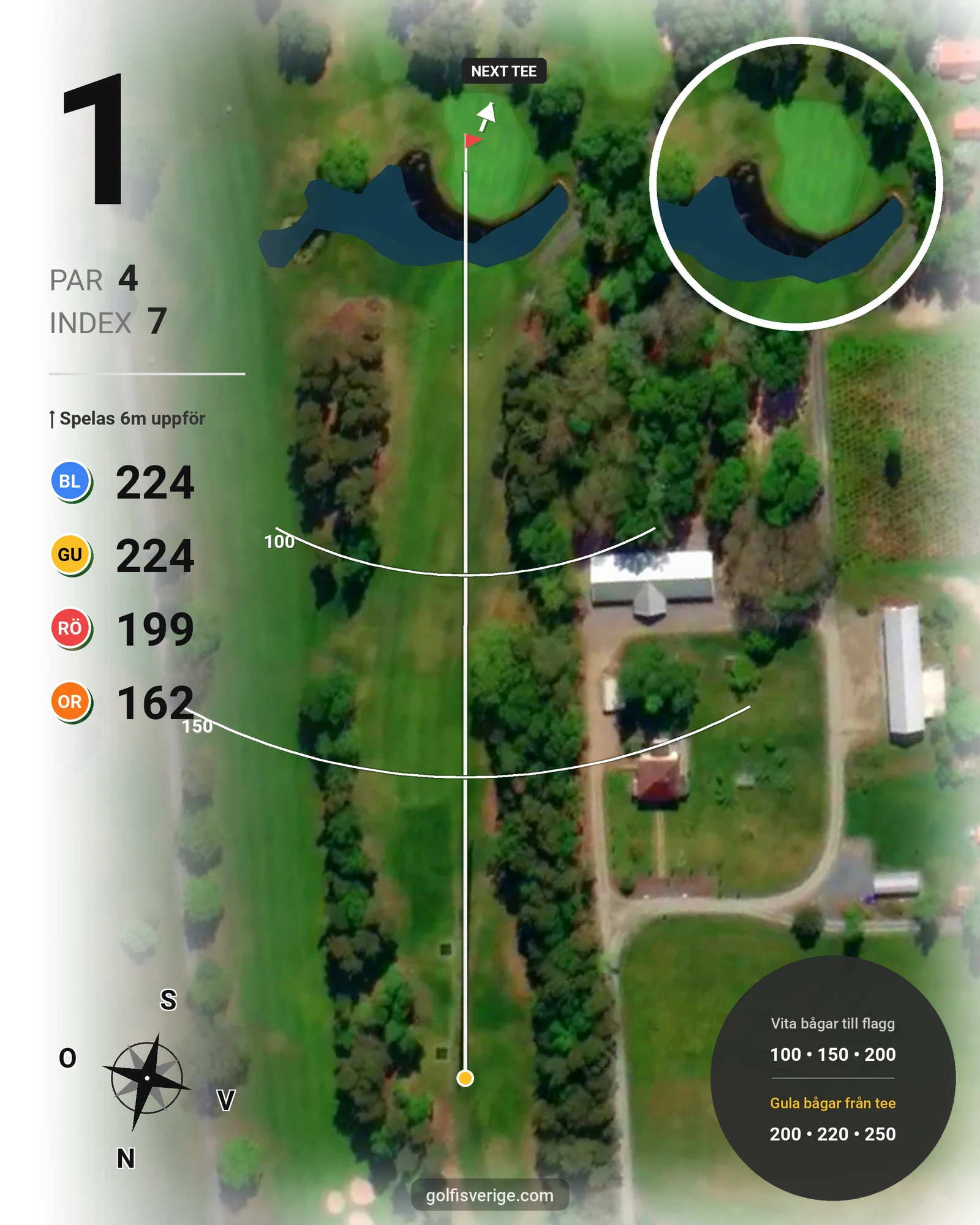Banguide Lidköpings Golfbana hål 1 karta