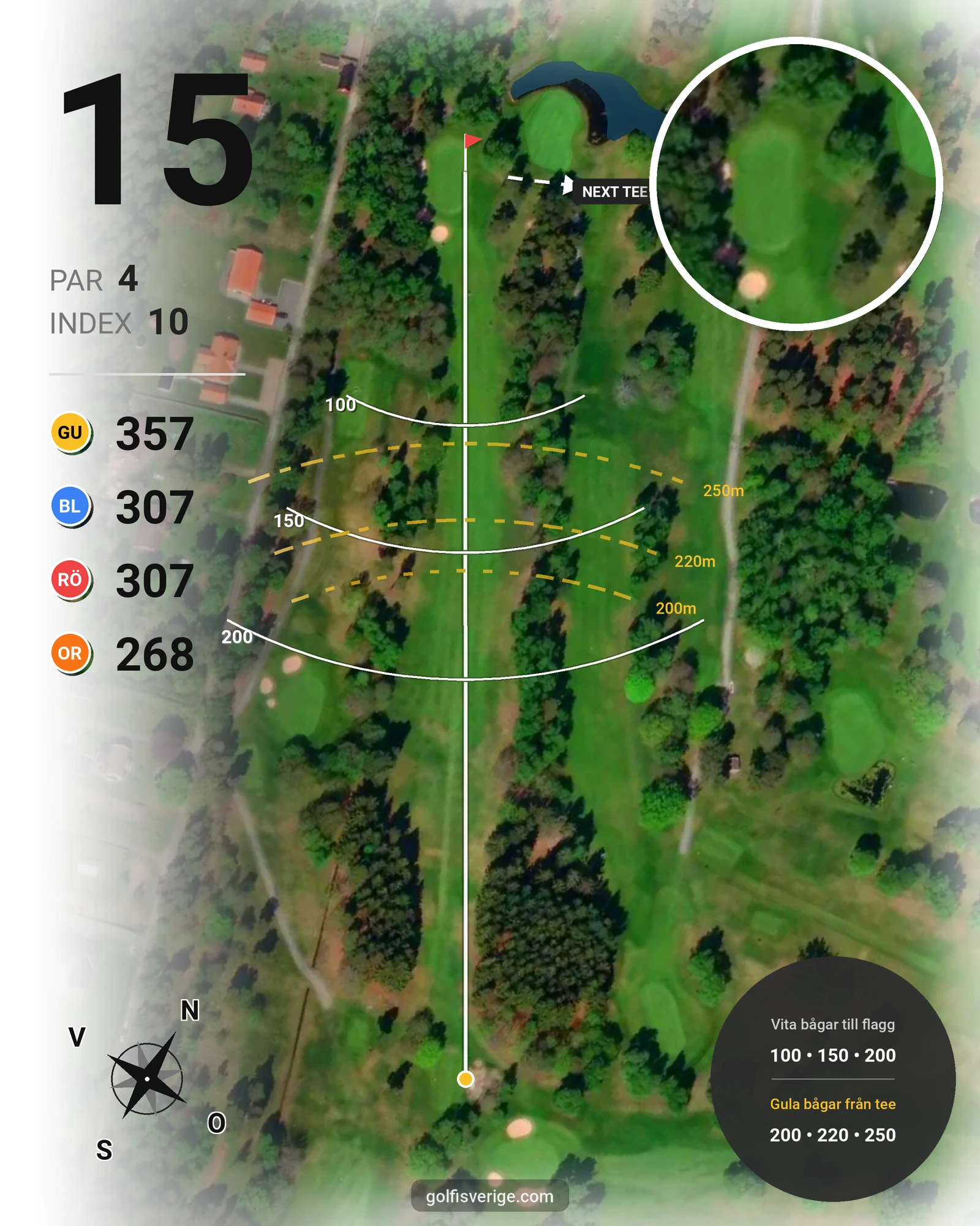 Banguide Lidköpings Golfbana hål 15 karta