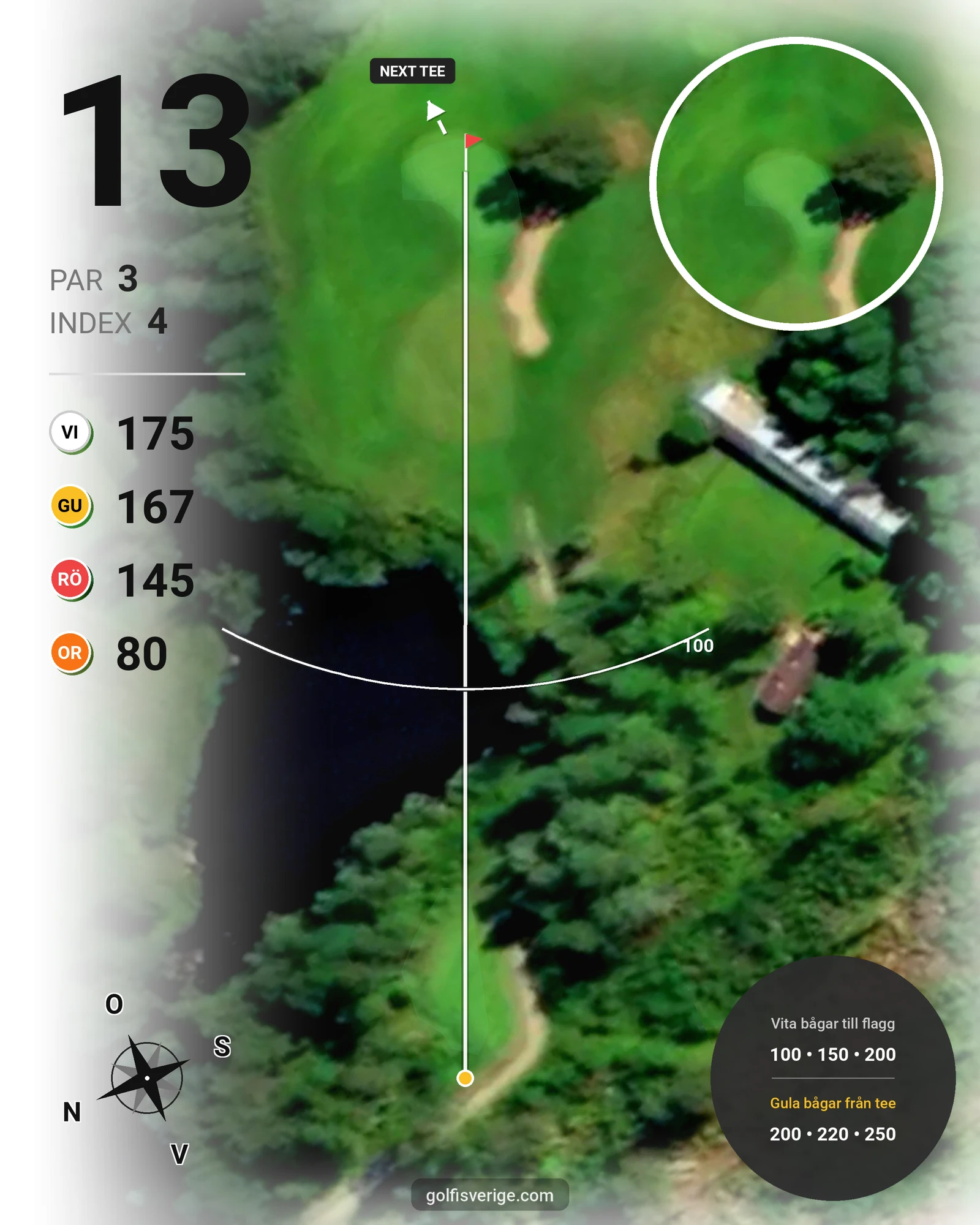 Banguide Lindesbergs GK på Lindesbergs Golfklubb - Hål 13 karta