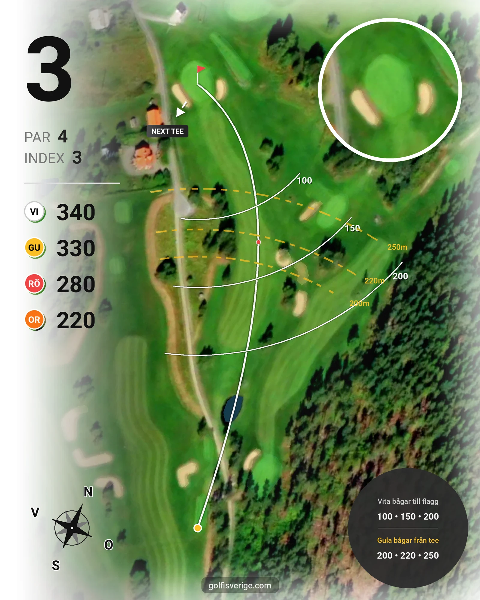 Banguide Lindesbergs GK på Lindesbergs Golfklubb - Hål 3 karta