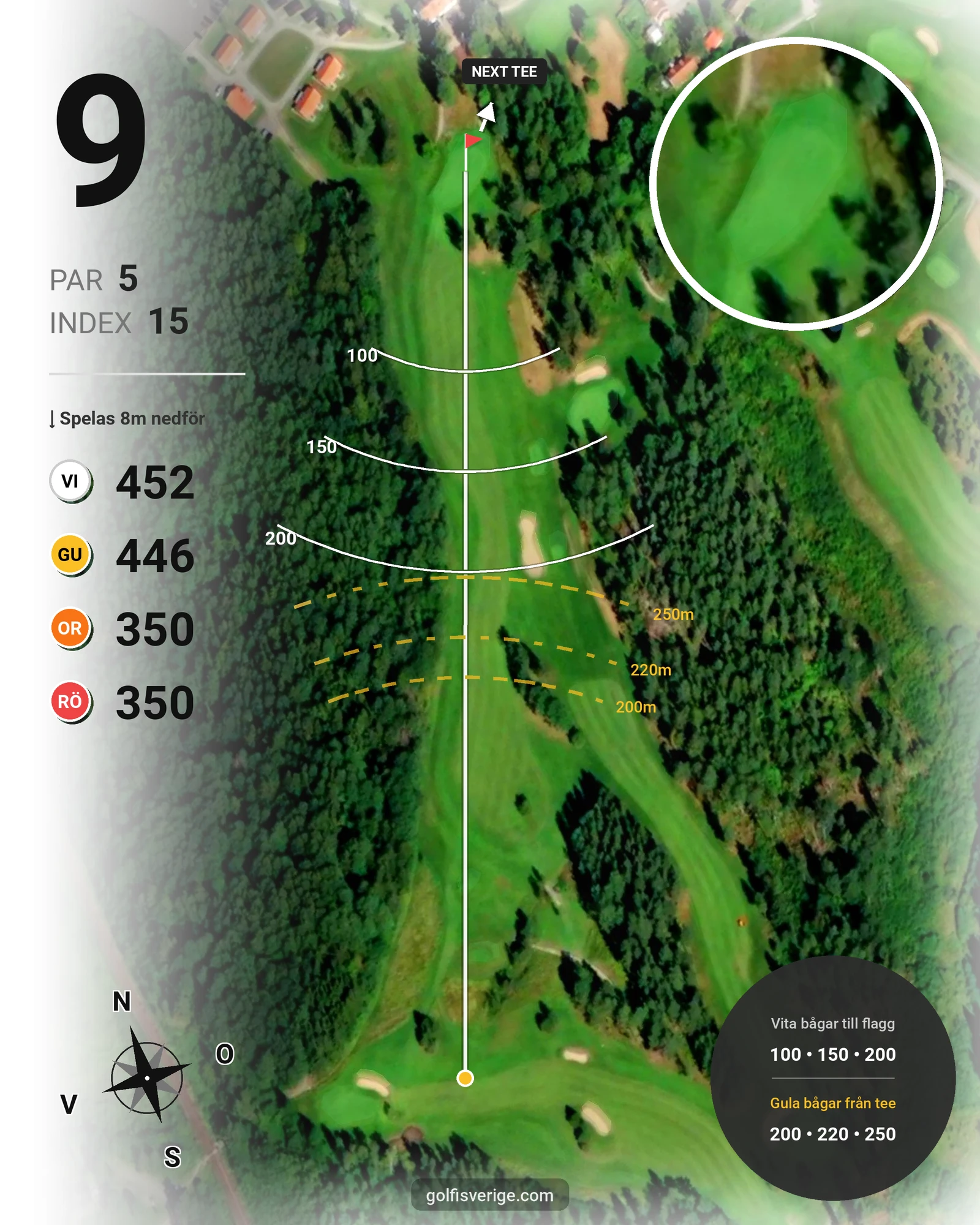 Banguide Lindesbergs GK på Lindesbergs Golfklubb - Hål 9 karta