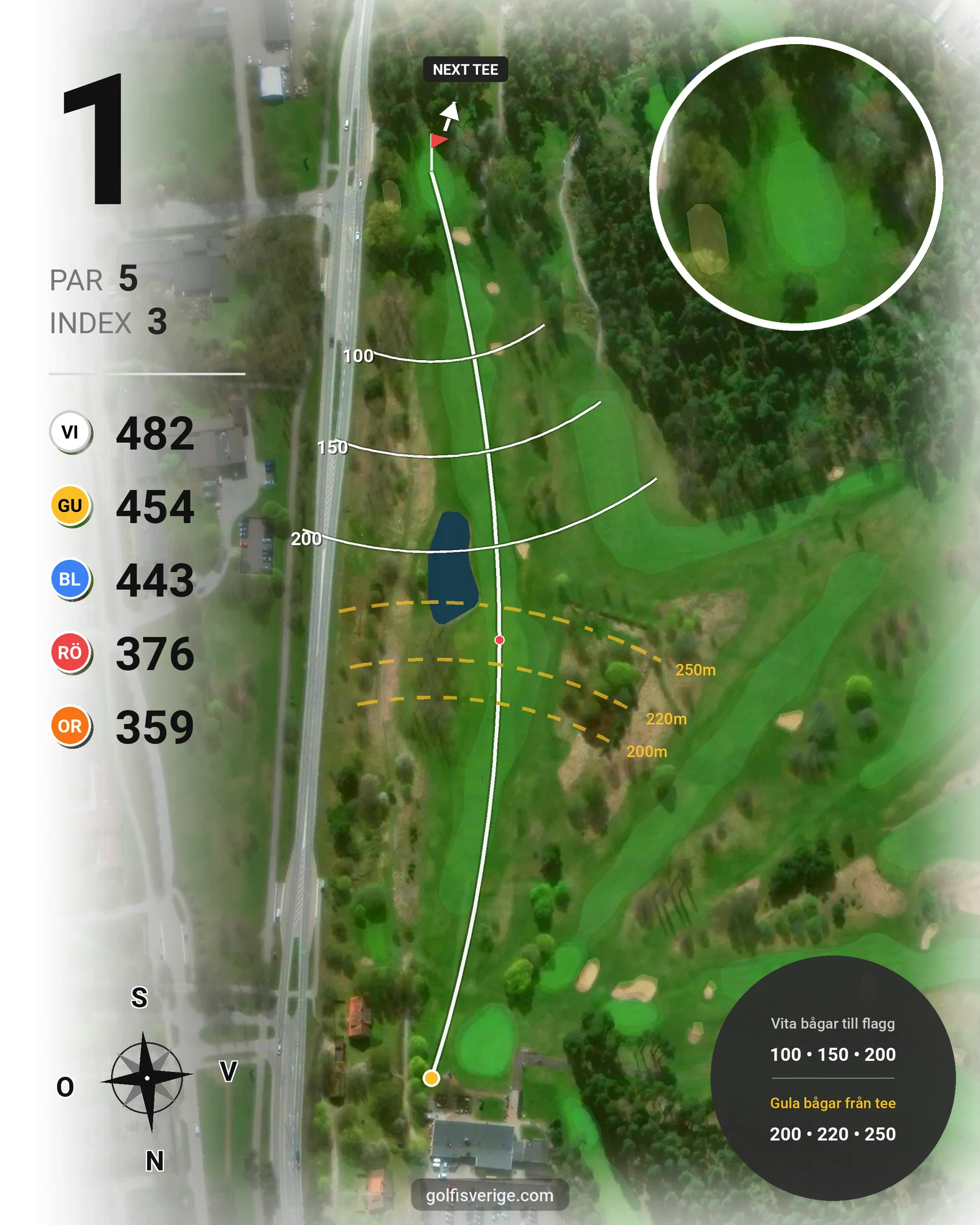 Banguide 9-hålsspel kl. 05.00-07.00 på Linköpings Golfklubb - Hål 1 karta