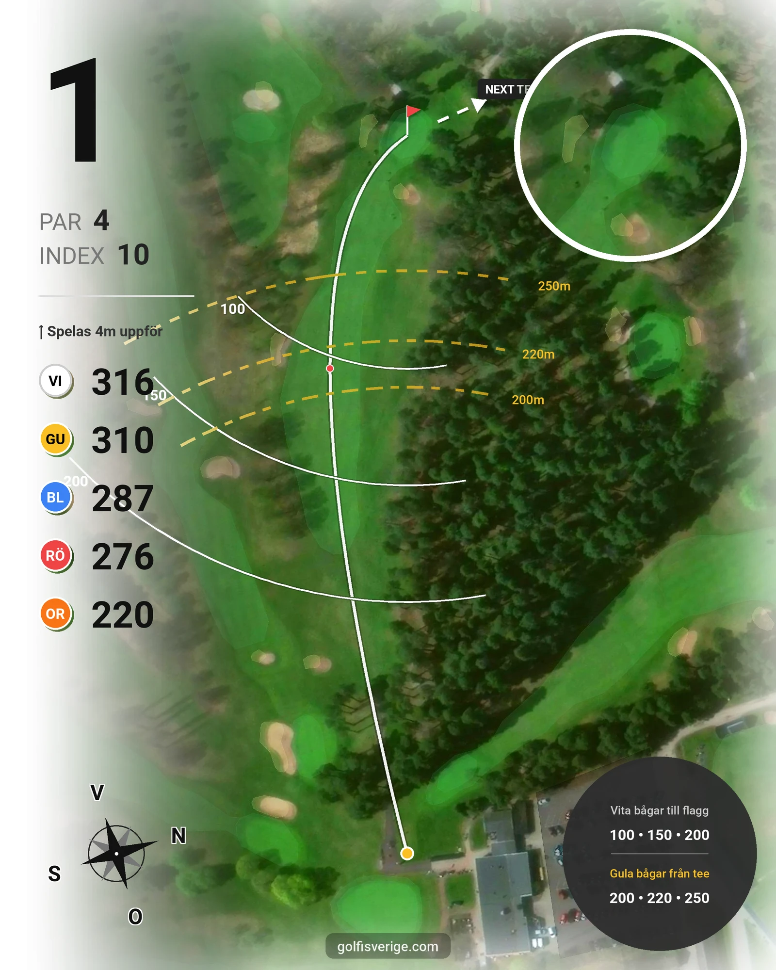 Banguide - Linköpings GK på Linköpings Golfklubb - Hål 1 karta