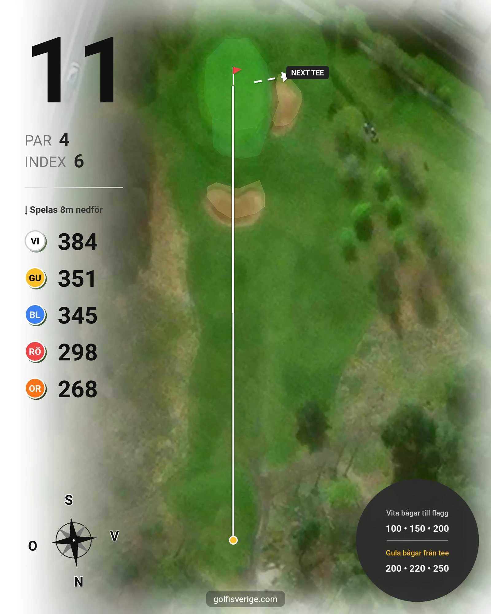 Banguide 9-hålsspel kl. 05.00-07.00 på Linköpings Golfklubb - Hål 11 karta