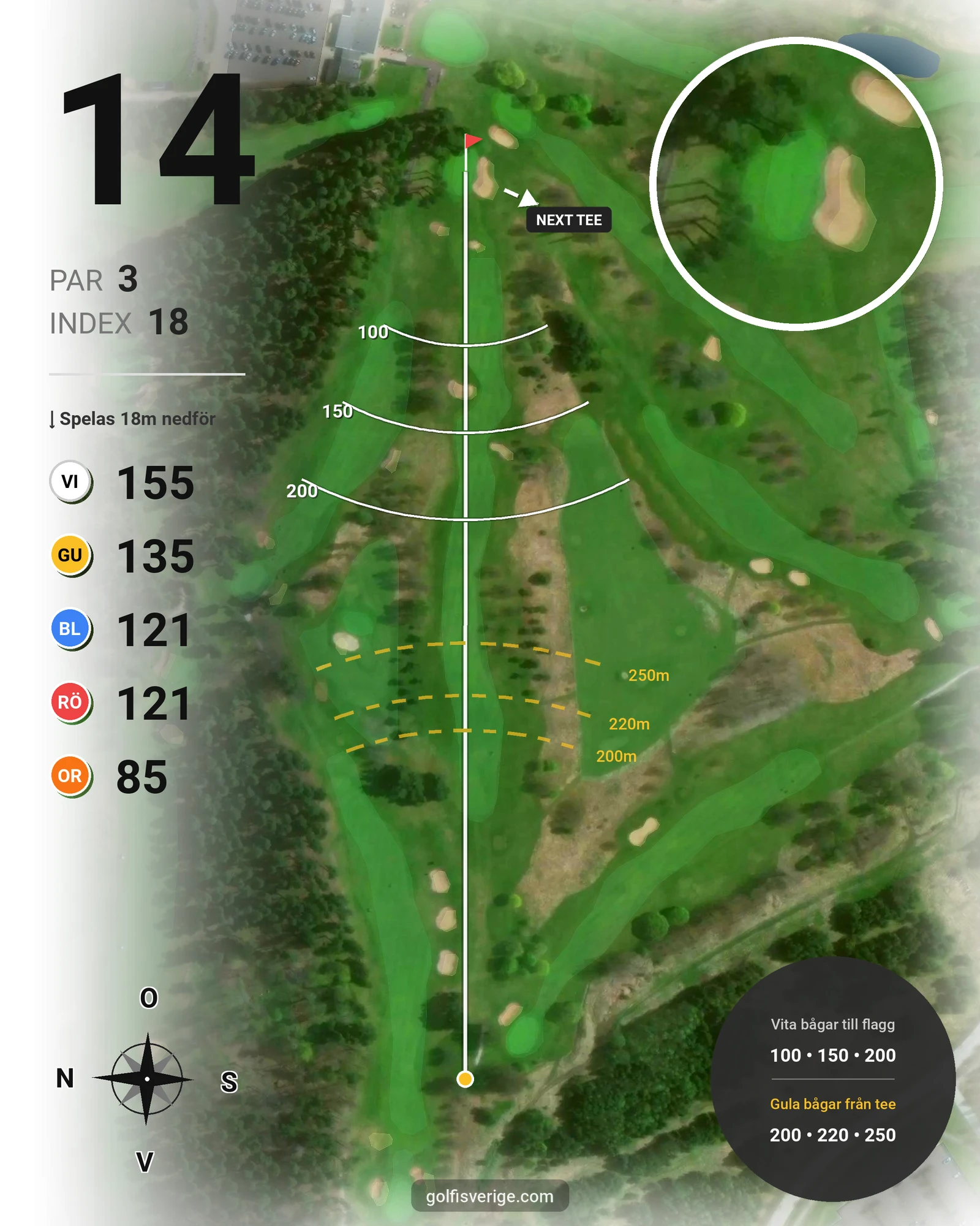 Banguide 9-hålsspel kl. 05.00-07.00 på Linköpings Golfklubb - Hål 14 karta