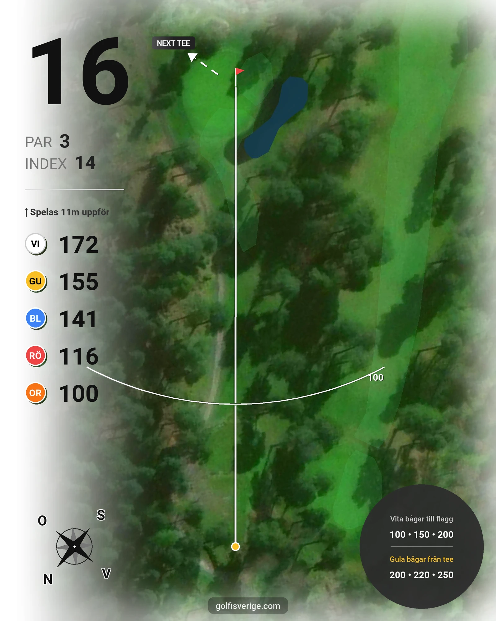 Banguide 9-hålsspel kl. 05.00-07.00 på Linköpings Golfklubb - Hål 16 karta