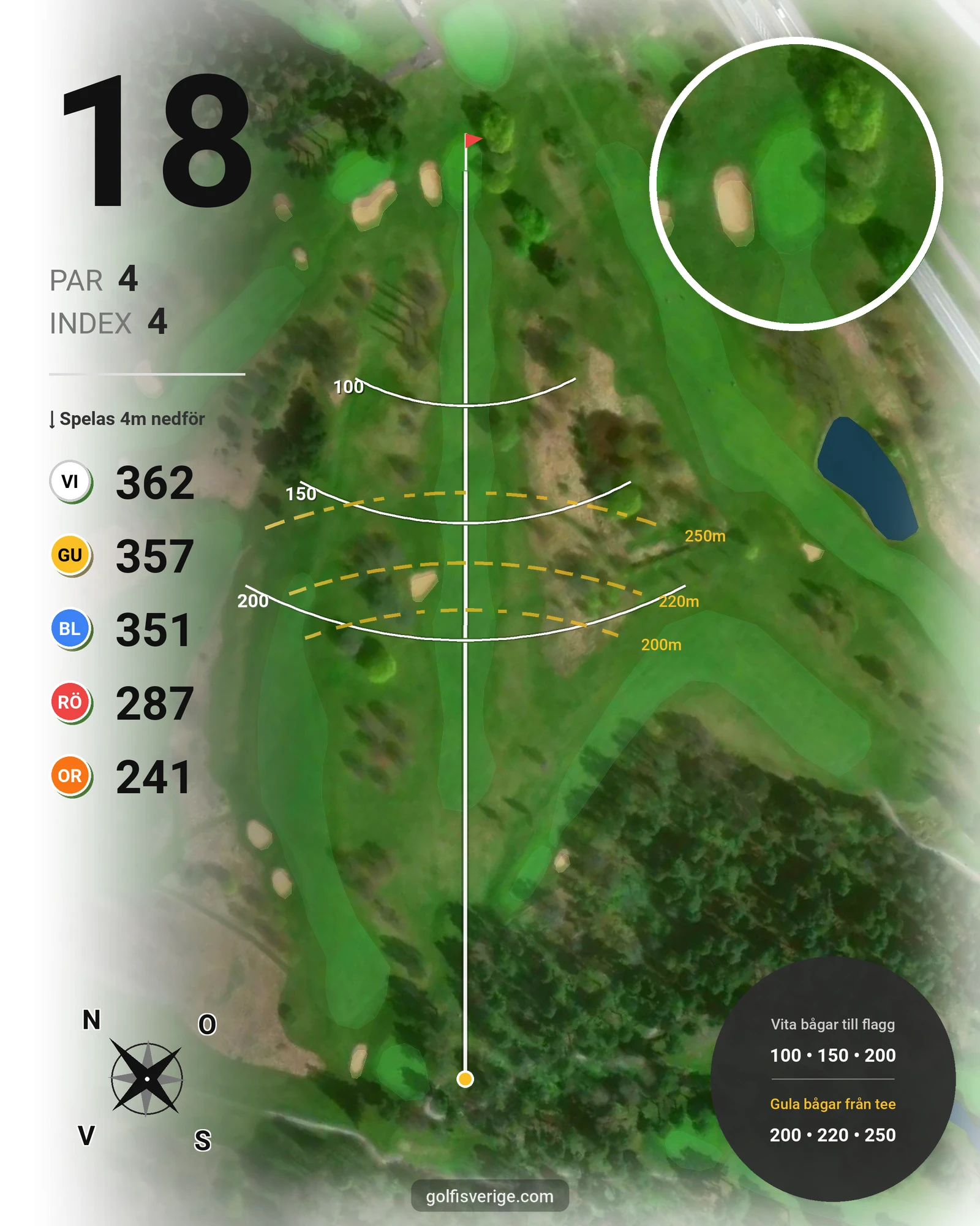 Banguide 9-hålsspel kl. 05.00-07.00 på Linköpings Golfklubb - Hål 18 karta