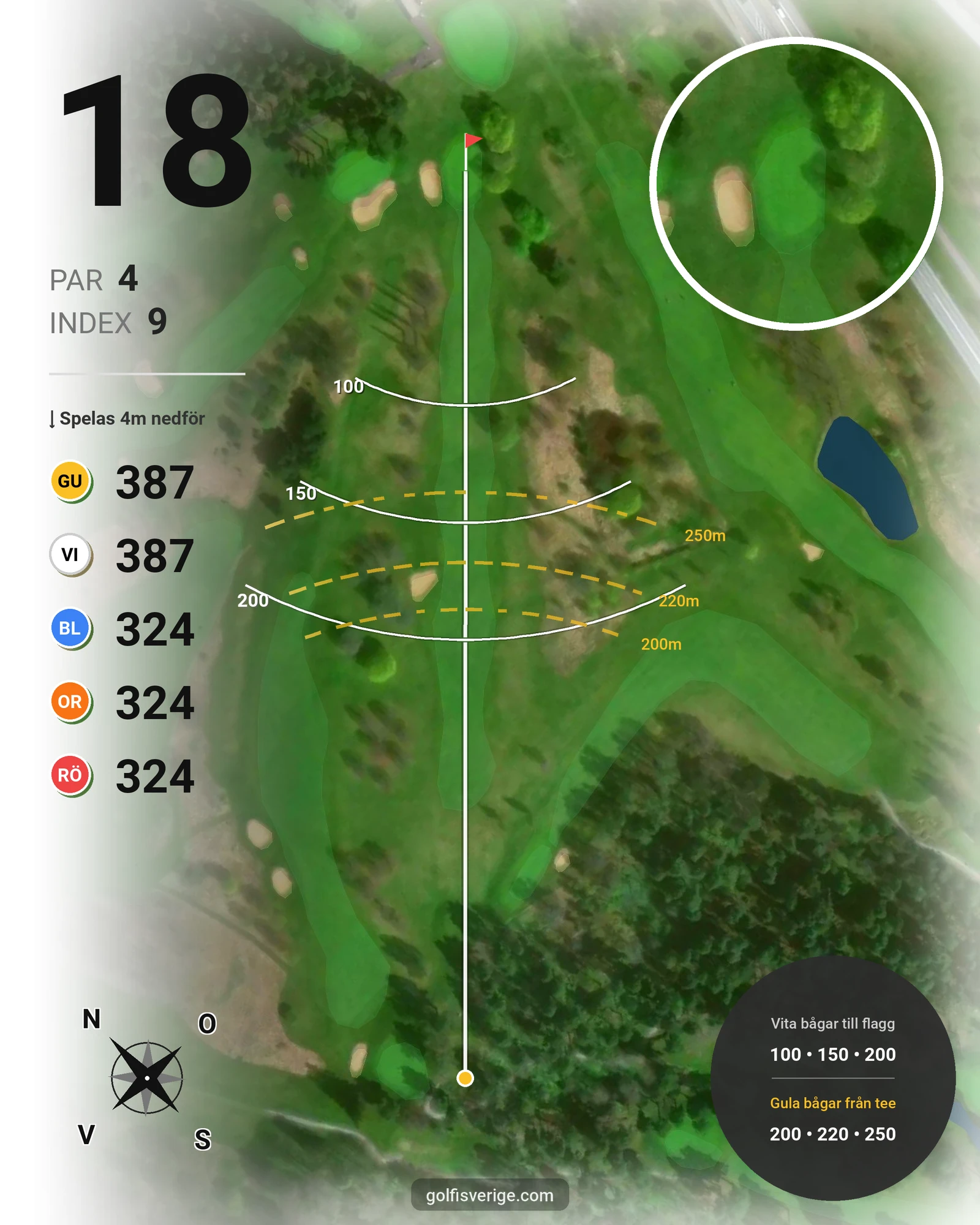 Banguide - Linköpings GK på Linköpings Golfklubb - Hål 18 karta