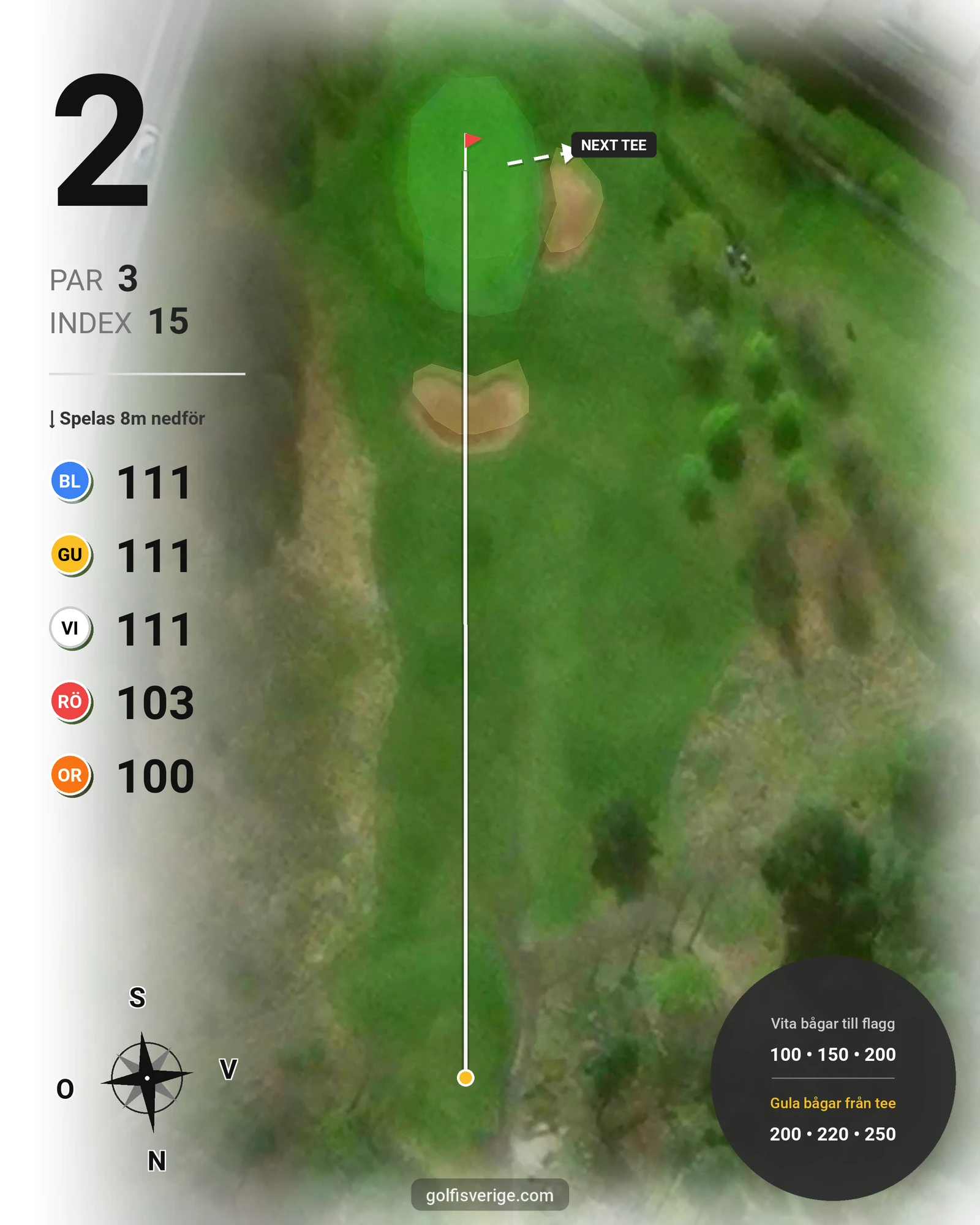 Banguide 9-hålsspel kl. 05.00-07.00 på Linköpings Golfklubb - Hål 2 karta