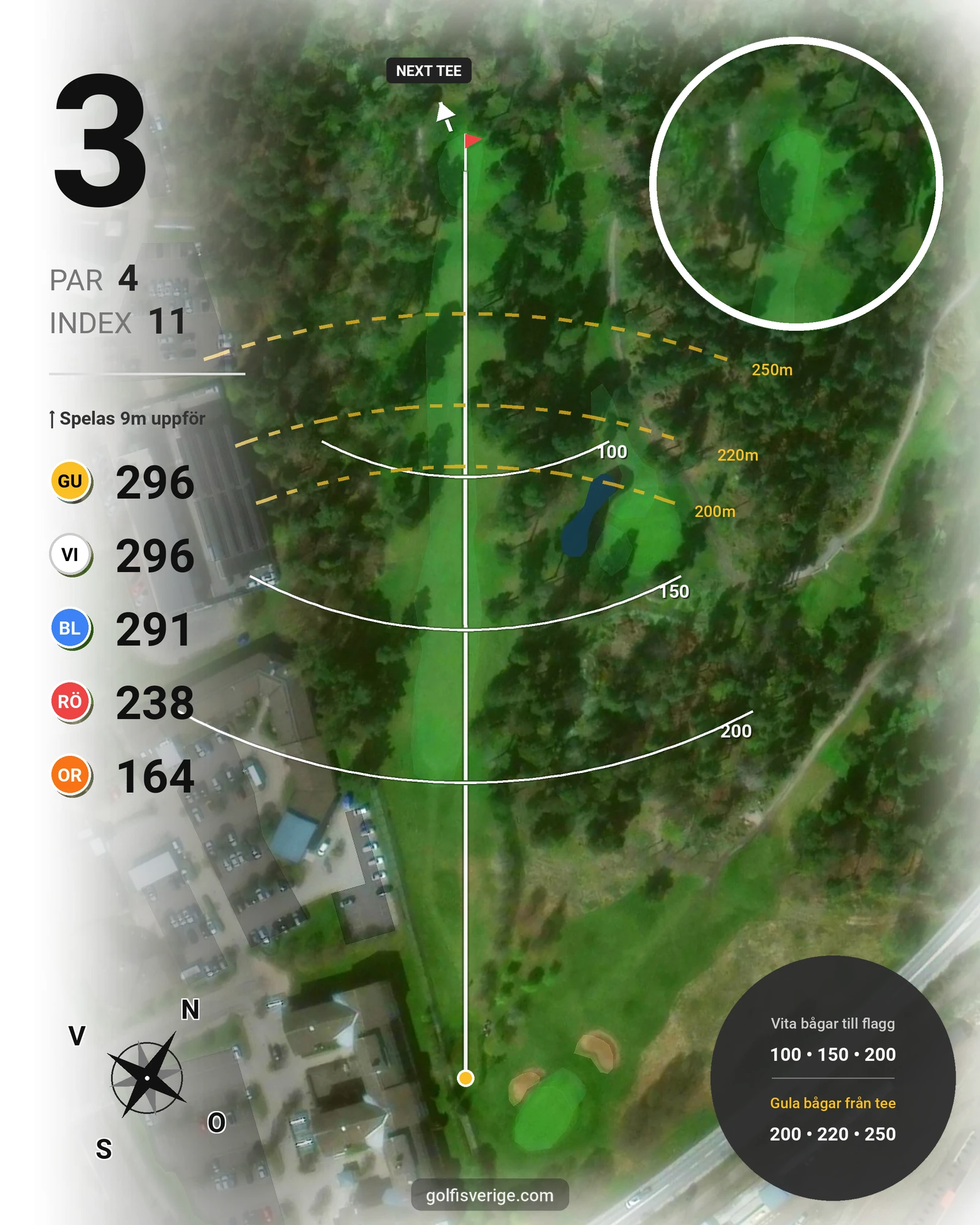 Banguide 9-hålsspel kl. 05.00-07.00 på Linköpings Golfklubb - Hål 3 karta
