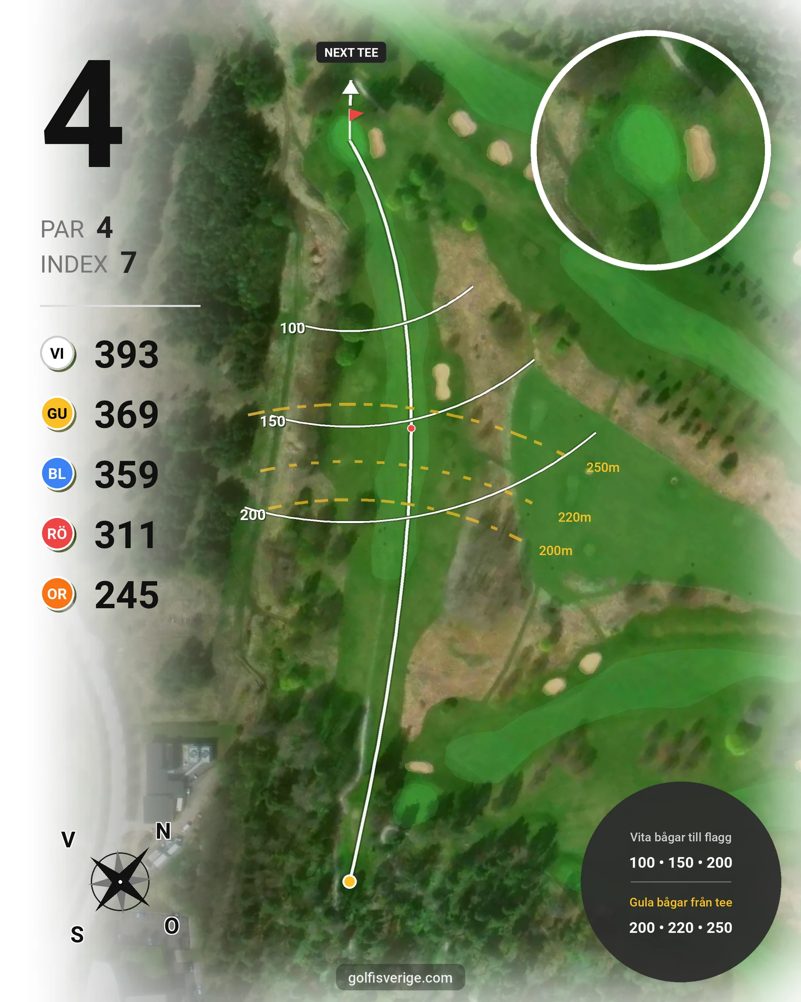 Banguide 9-hålsspel kl. 05.00-07.00 på Linköpings Golfklubb - Hål 4 karta