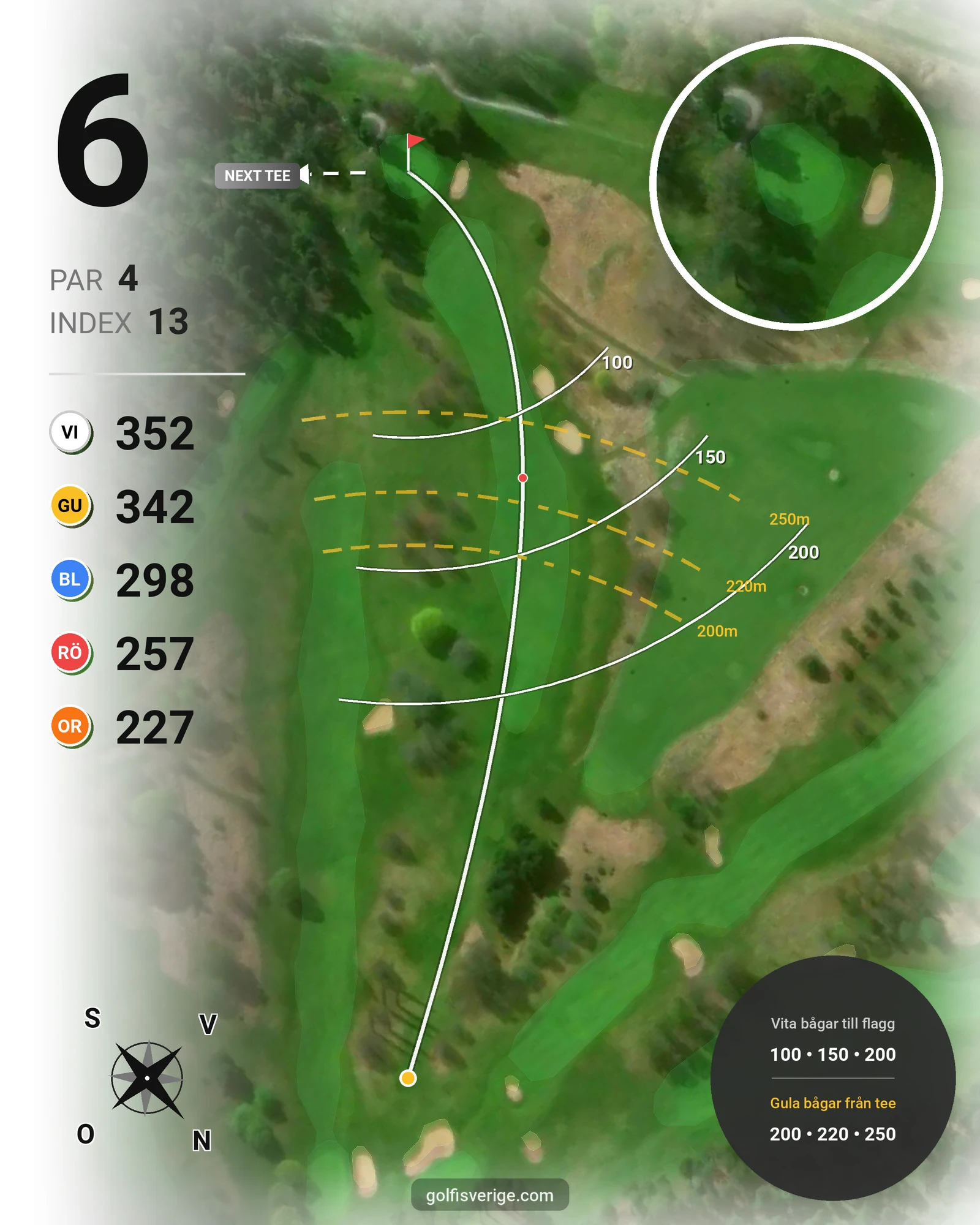 Banguide 9-hålsspel kl. 05.00-07.00 på Linköpings Golfklubb - Hål 6 karta
