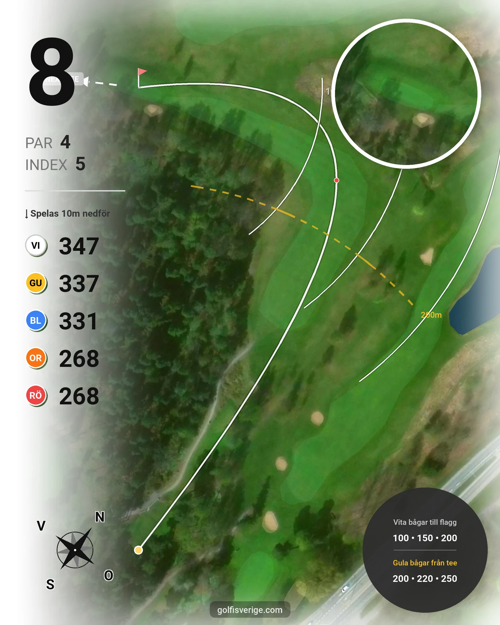 Banguide 9-hålsspel kl. 05.00-07.00 på Linköpings Golfklubb - Hål 8 karta