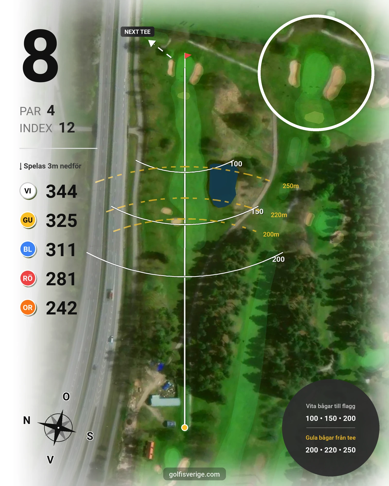 Banguide - Linköpings GK på Linköpings Golfklubb - Hål 8 karta