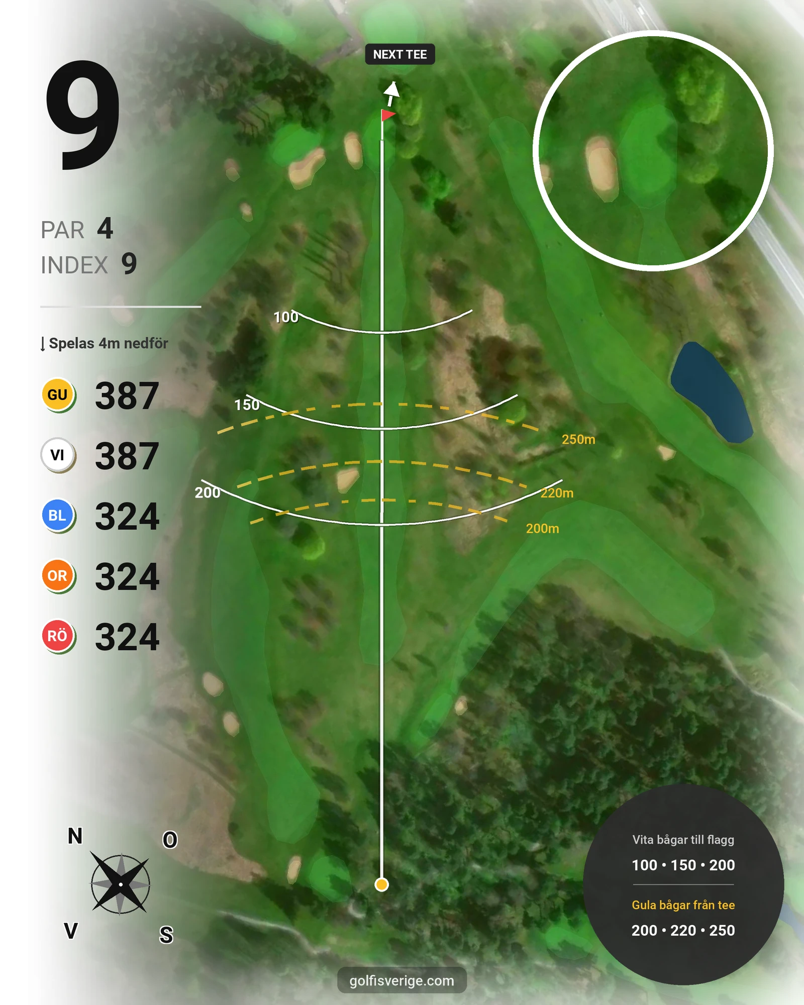 Banguide 9-hålsspel kl. 05.00-07.00 på Linköpings Golfklubb - Hål 9 karta