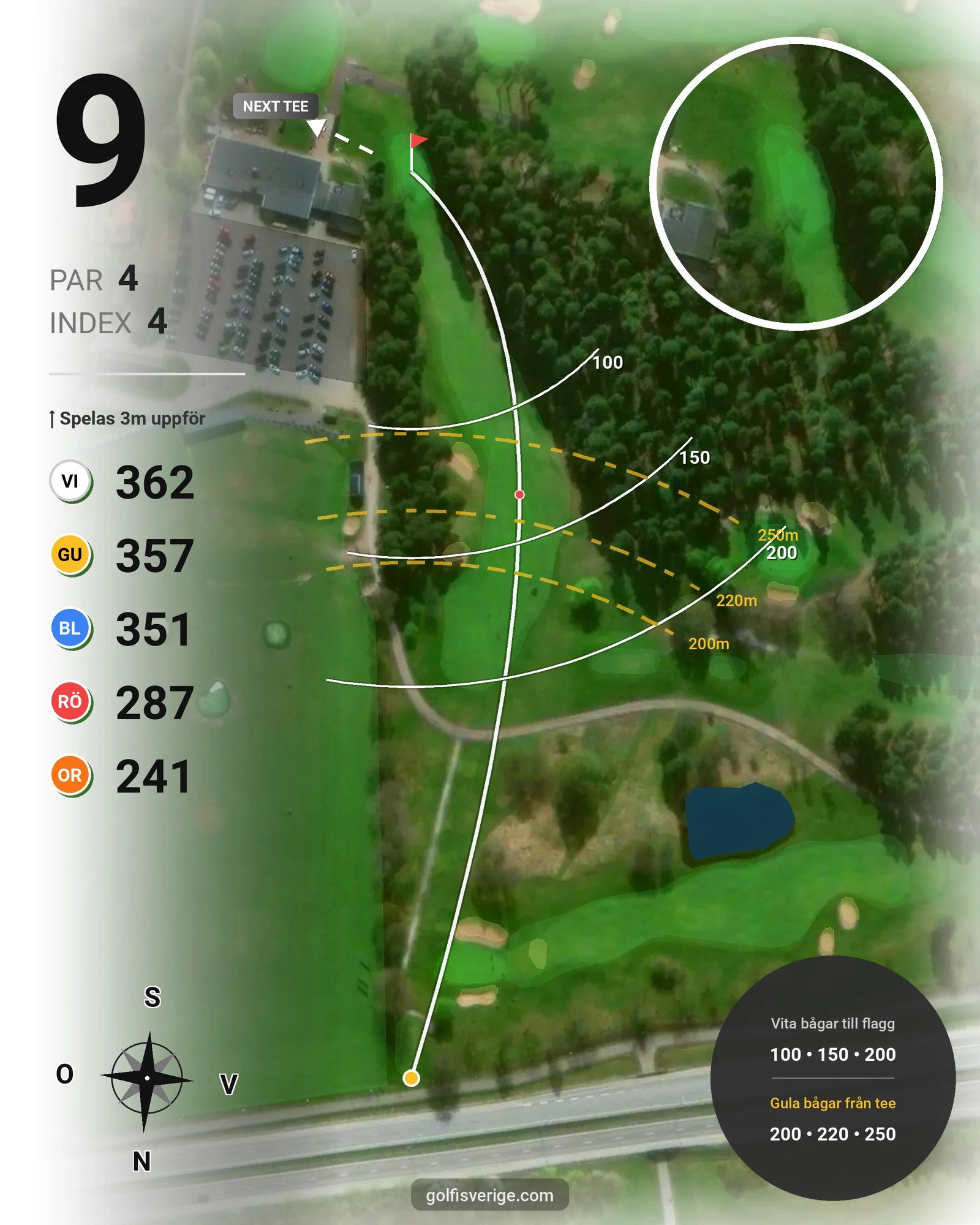 Banguide - Linköpings GK på Linköpings Golfklubb - Hål 9 karta