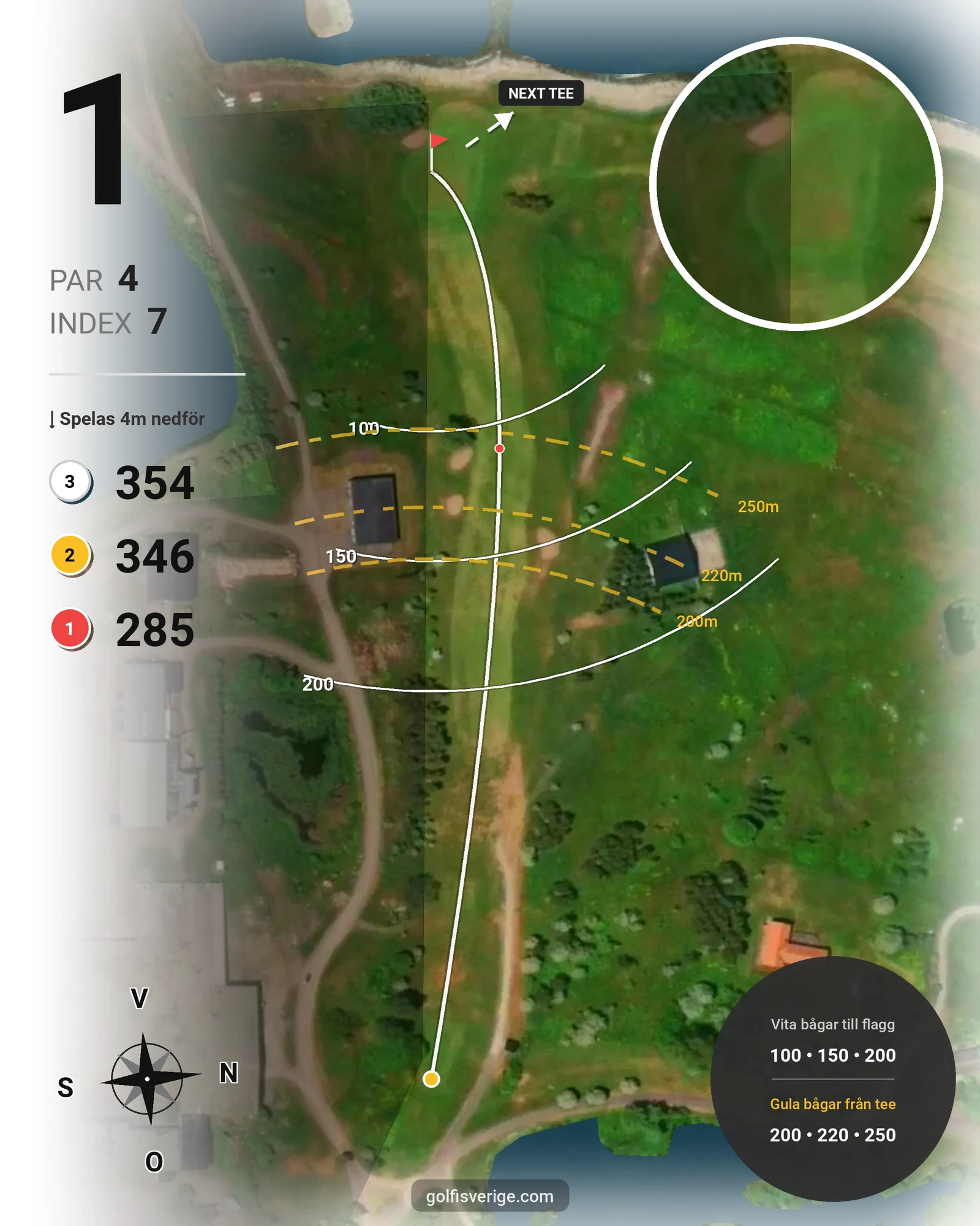 Banguide LinksGolf Öland hål 1 karta