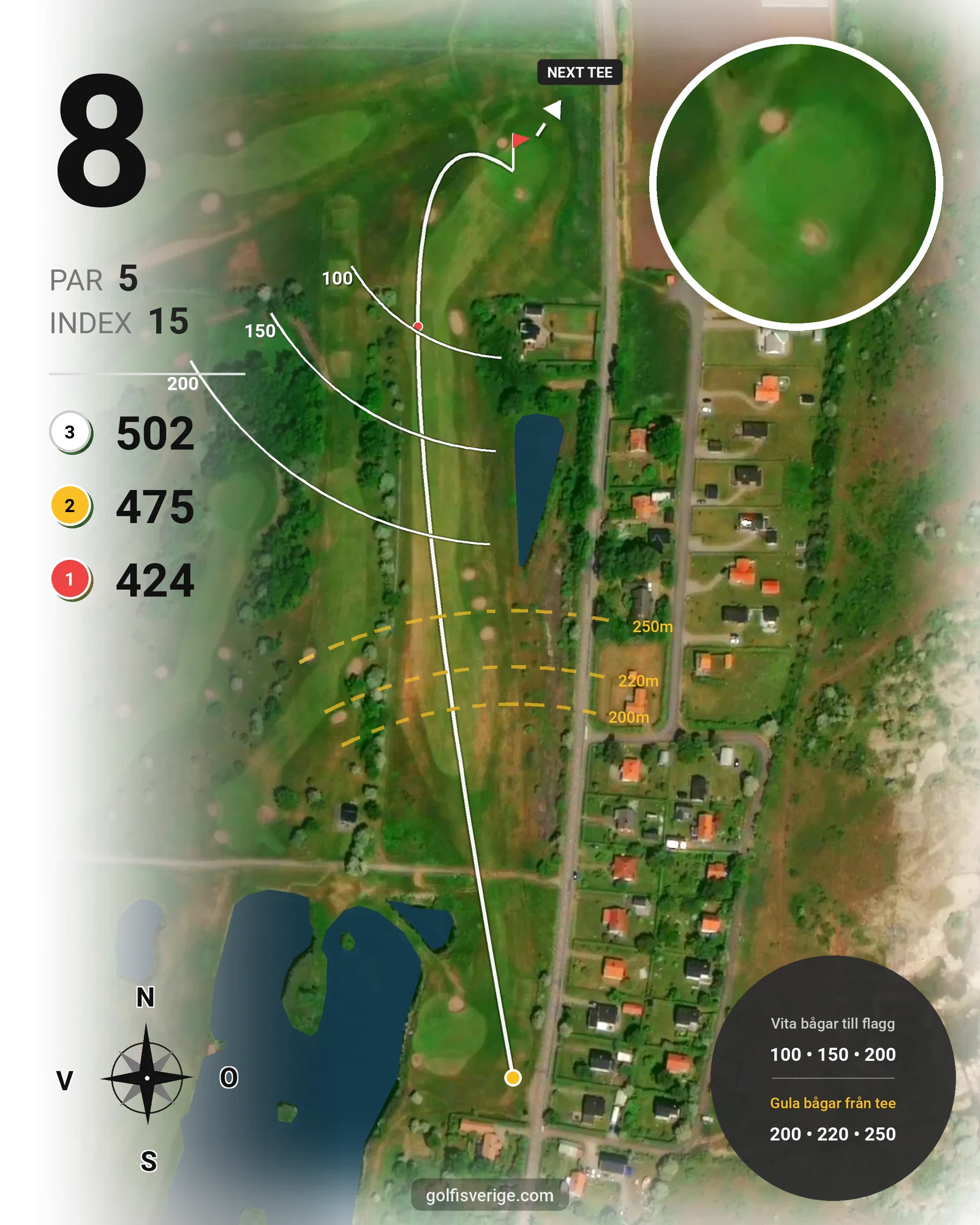 Banguide LinksGolf Öland hål 8 karta