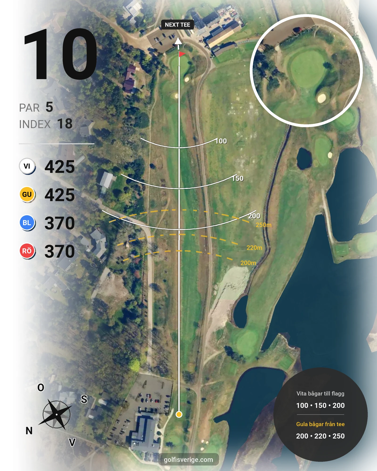 Banguide T Hål 10-27 (Röd-Vit) på Ljunghusens Golfklubb - Hål 10 karta