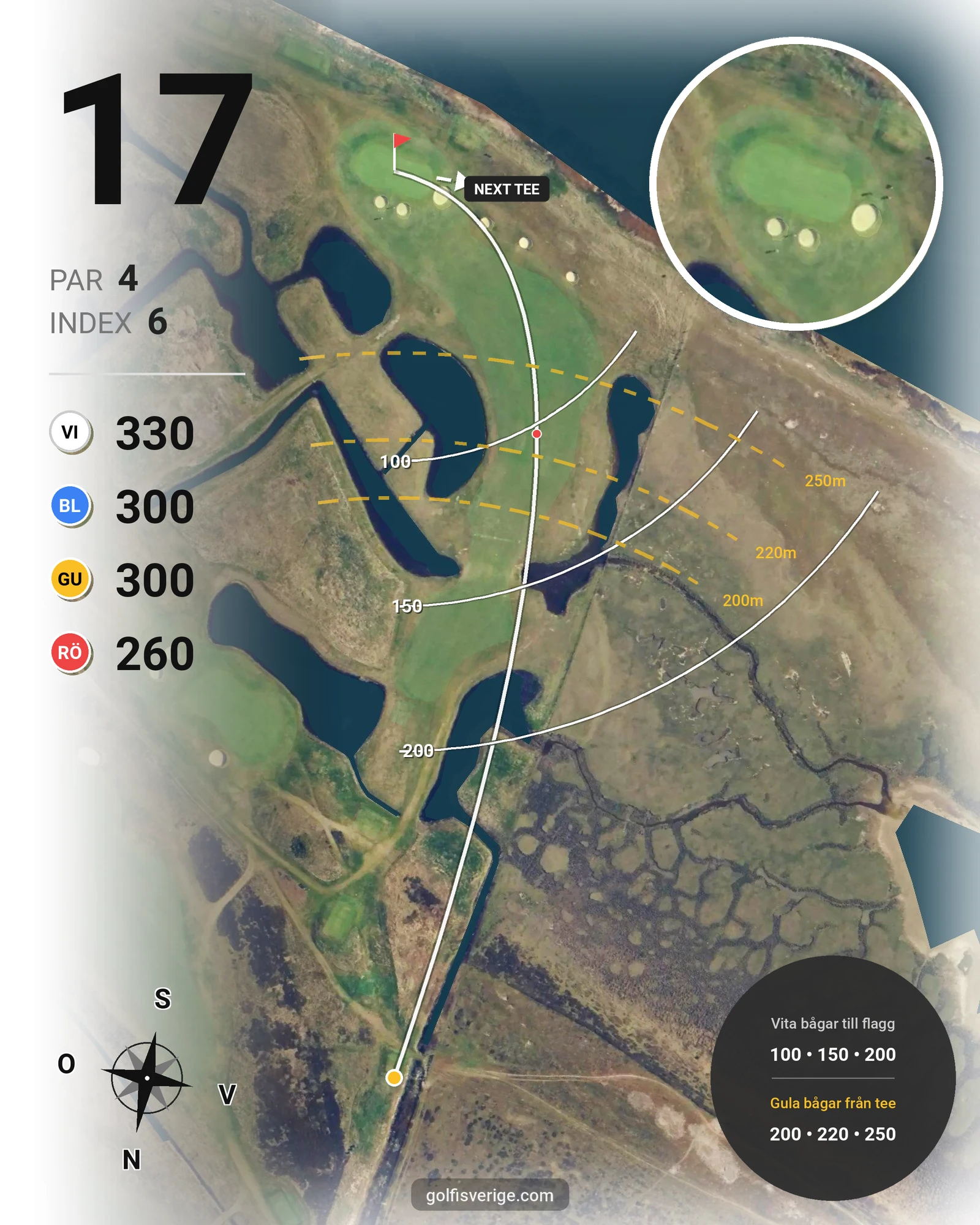 Banguide 18 hålsbana tidsbokning på Ljunghusens Golfklubb - Hål 17 karta