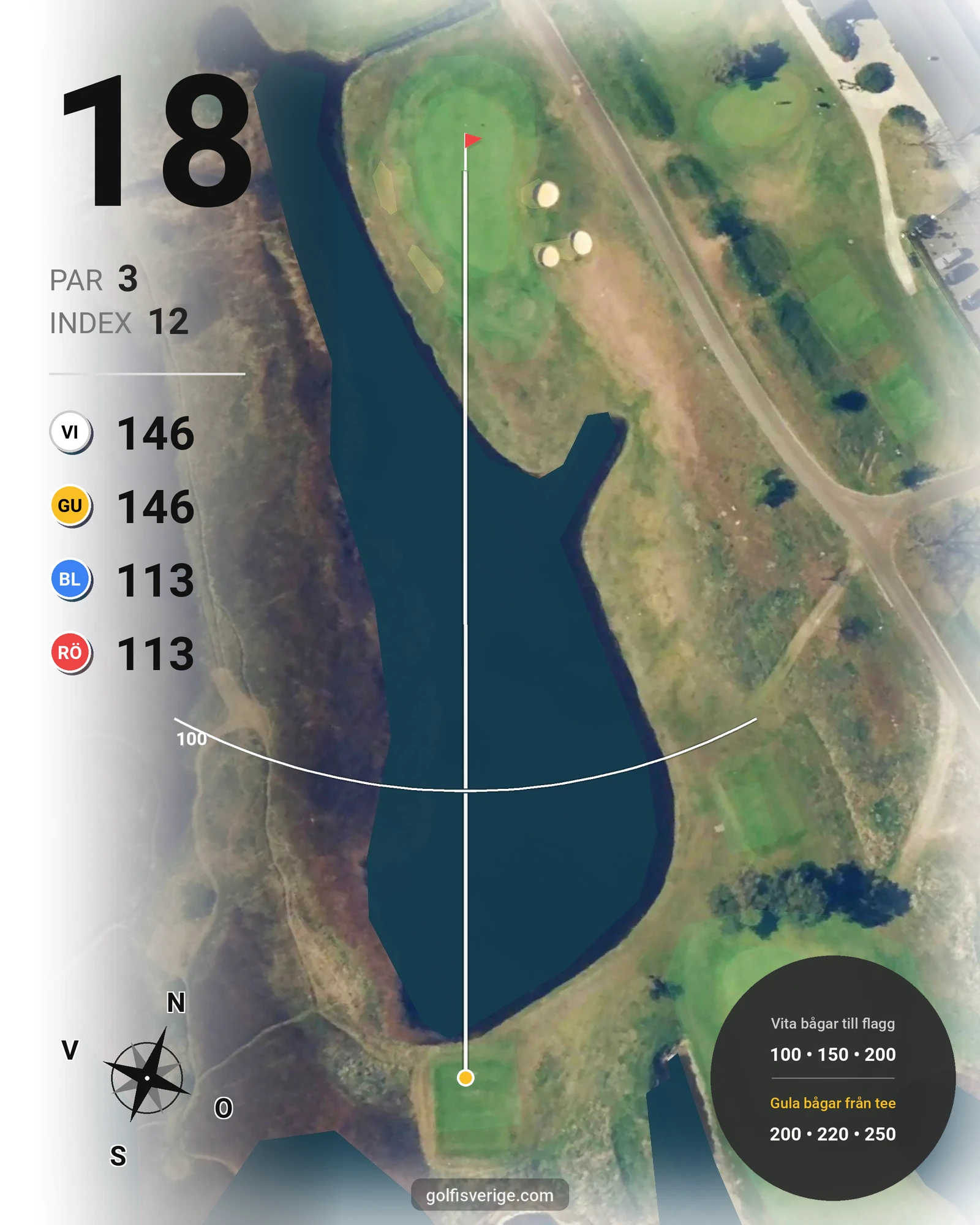 Banguide T Hål 10-27 (Röd-Vit) på Ljunghusens Golfklubb - Hål 18 karta